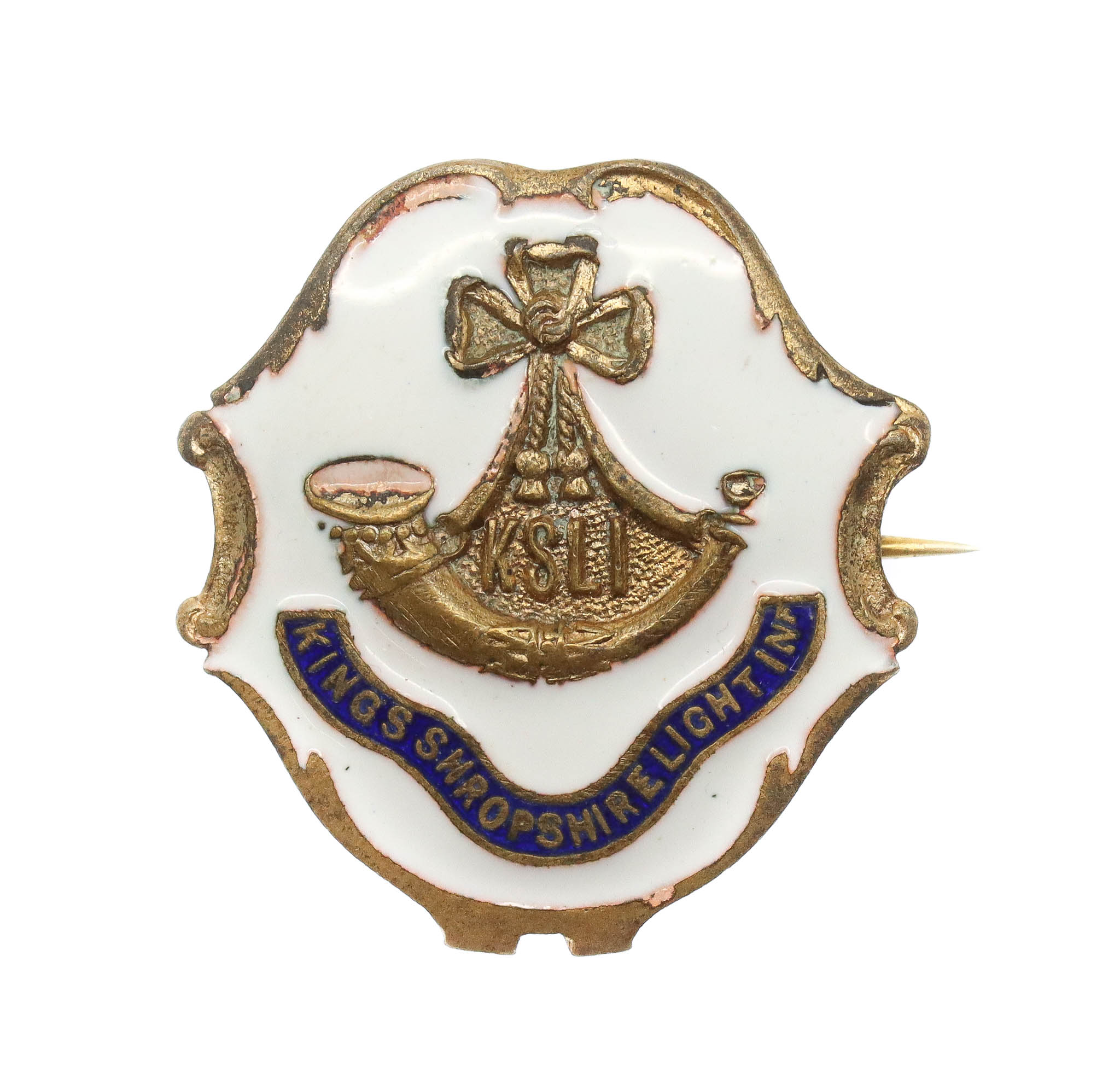 WW1 King's Shropshire Light Infantry (K.S.L.I.) Enamelled Sweetheart Brooch