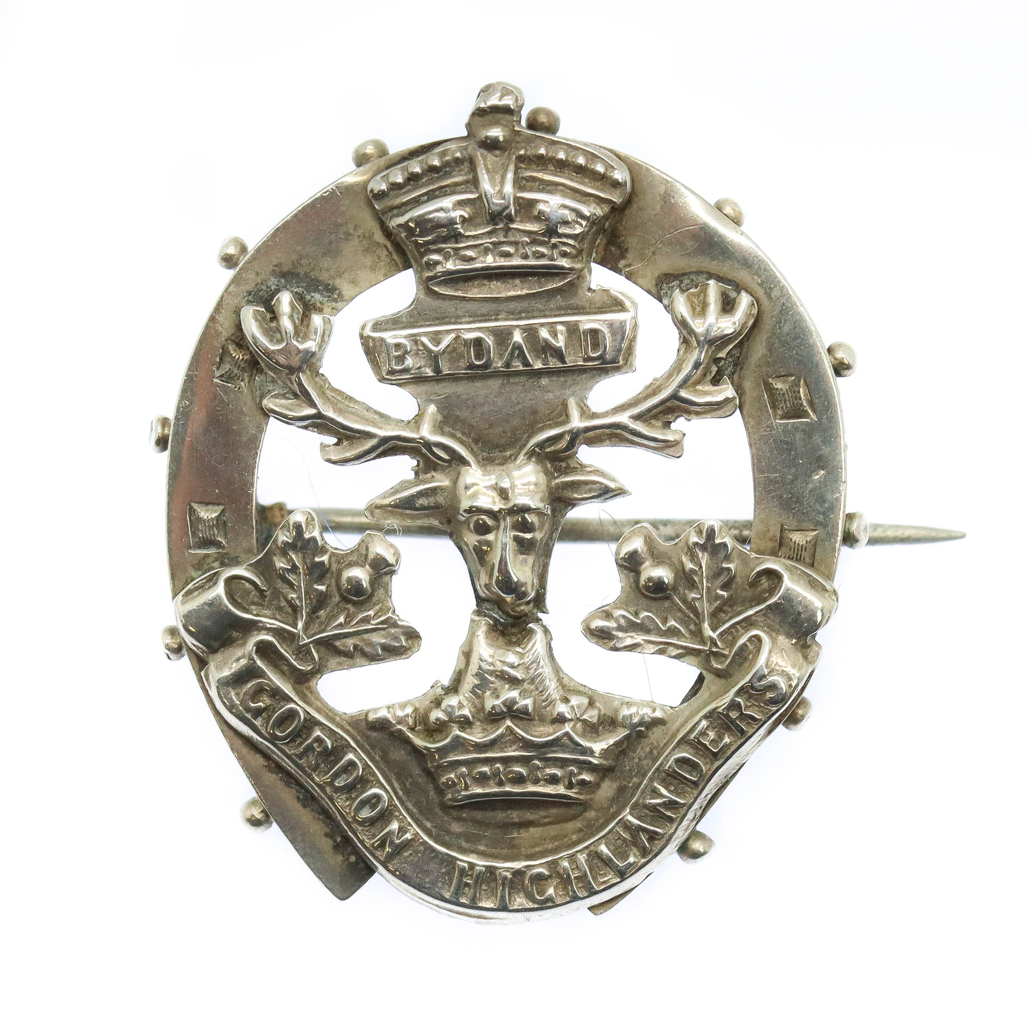 Boer War Gordon Highlanders 1900 Hallmarked Silver Horseshoe Sweetheart Brooch
