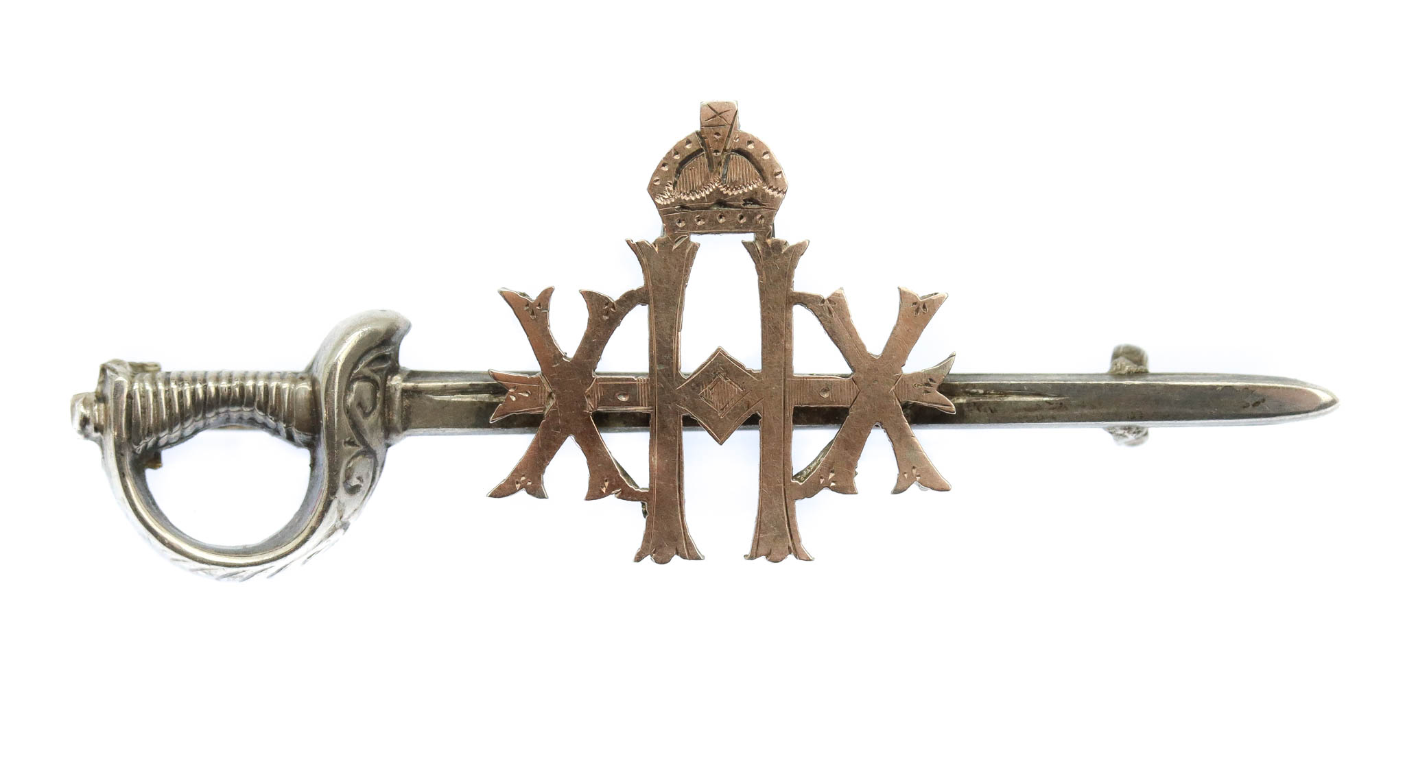 WW1 20th Hussars 1914 Hallmarked Silver Sword Sweetheart Brooch
