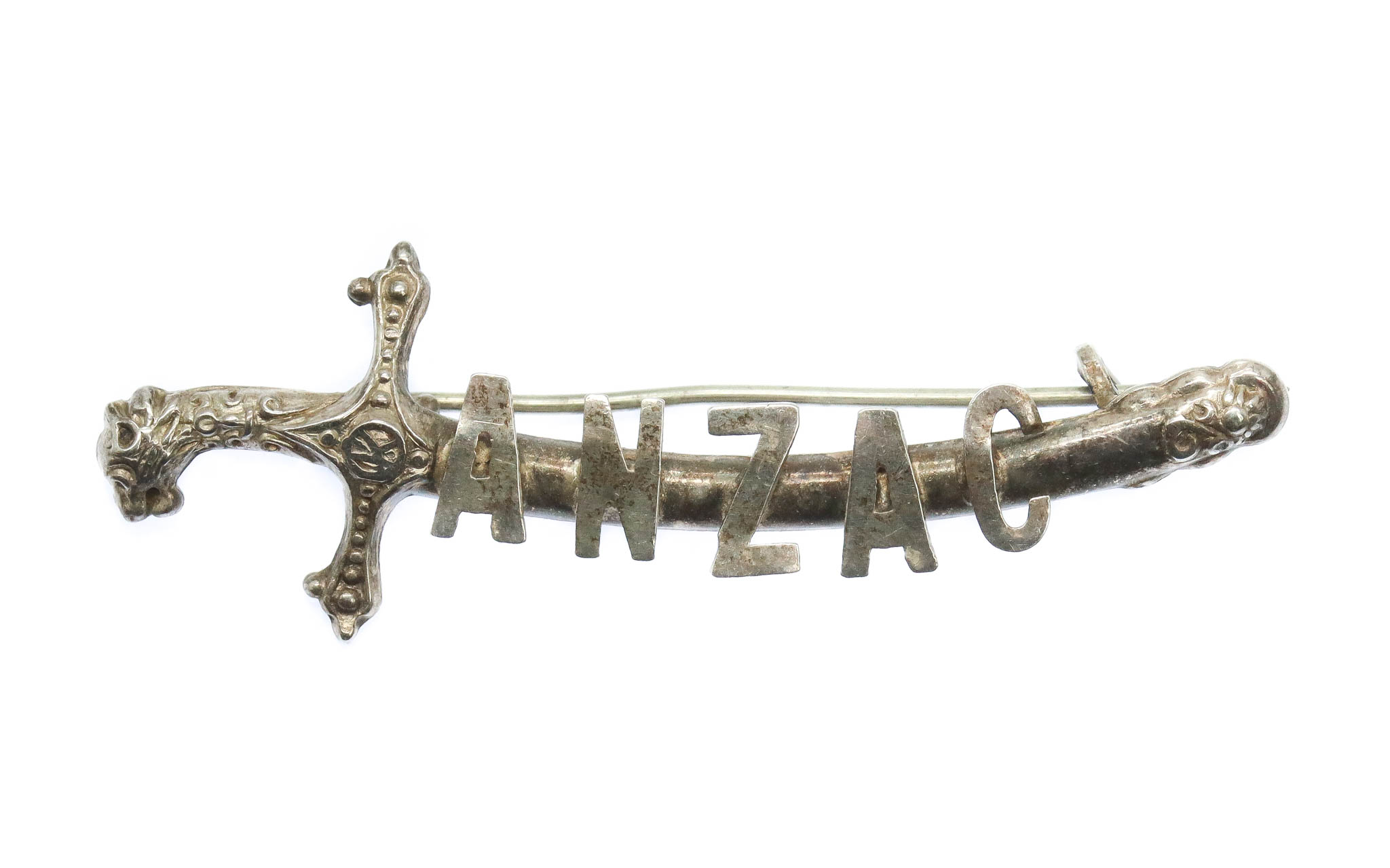 WW1 ANZAC (Australian and New Zealand Army Corps) 1915 Hallmarked Silver Sword Sweetheart Brooch