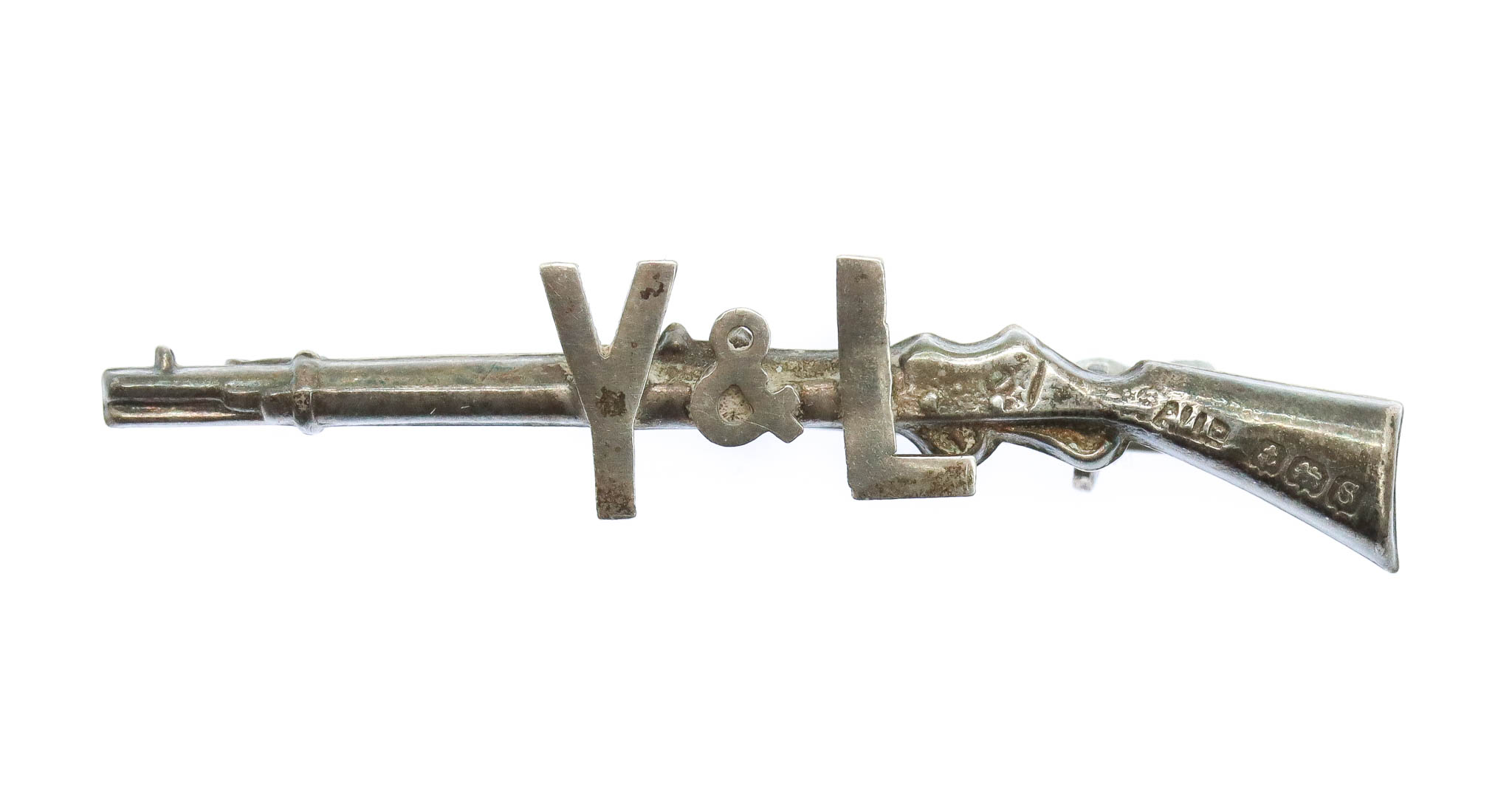 WW1 York & Lancaster Regiment 1917 Hallmarked Silver Rifle Sweetheart Brooch