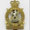 Kent & County of London Yeomanry (Sharpshooters) Bi-Metal Cap Badge - Queen's Crown