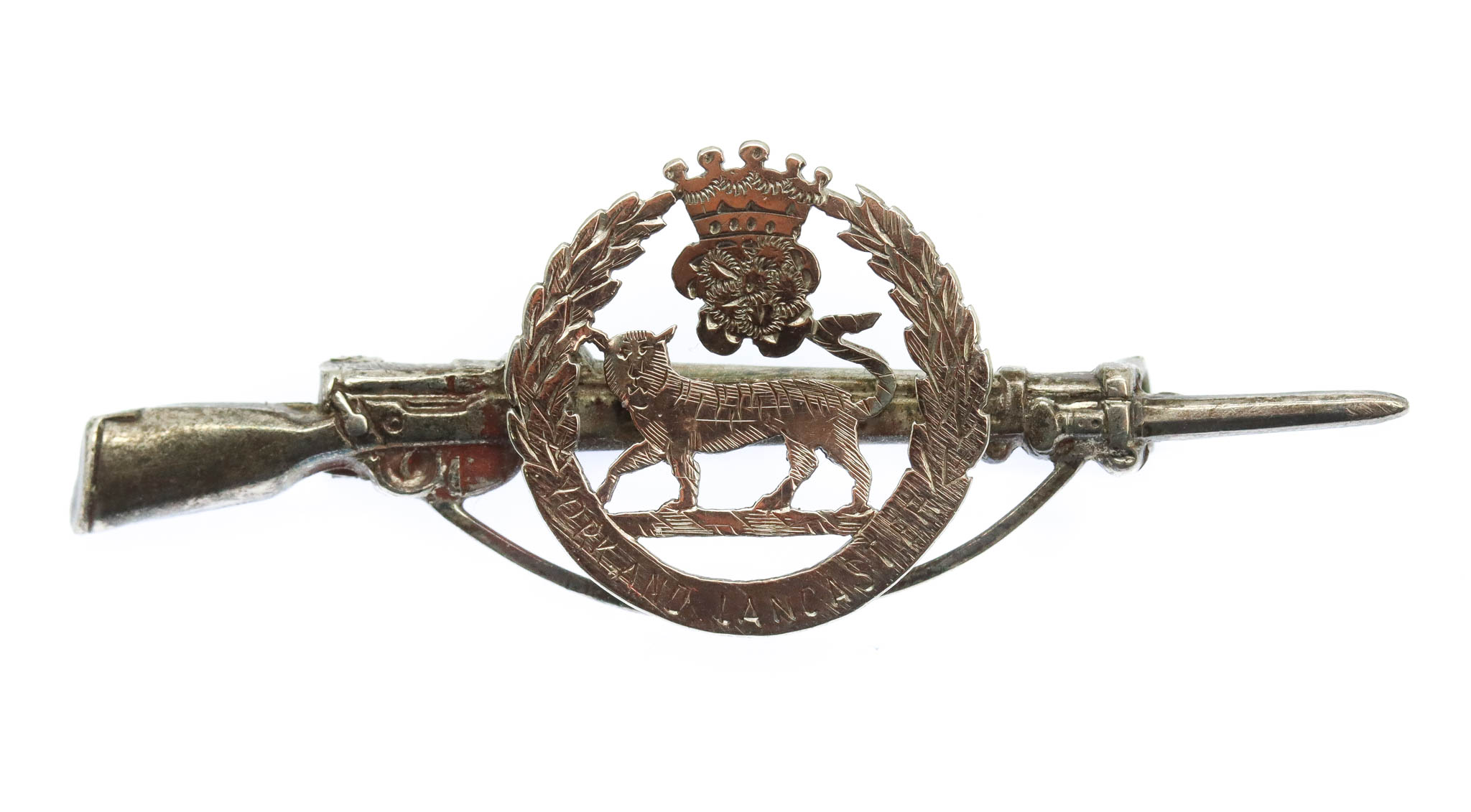 WW1 York & Lancaster Regiment 1914 Hallmarked Silver Rifle Sweetheart Brooch