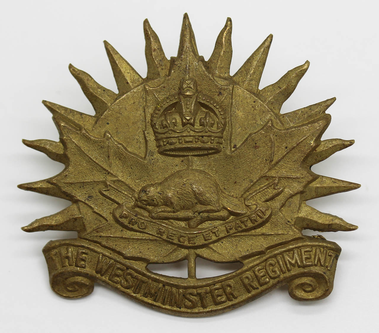 Canadian Westminster Regiment Cap Badge - King's Crown