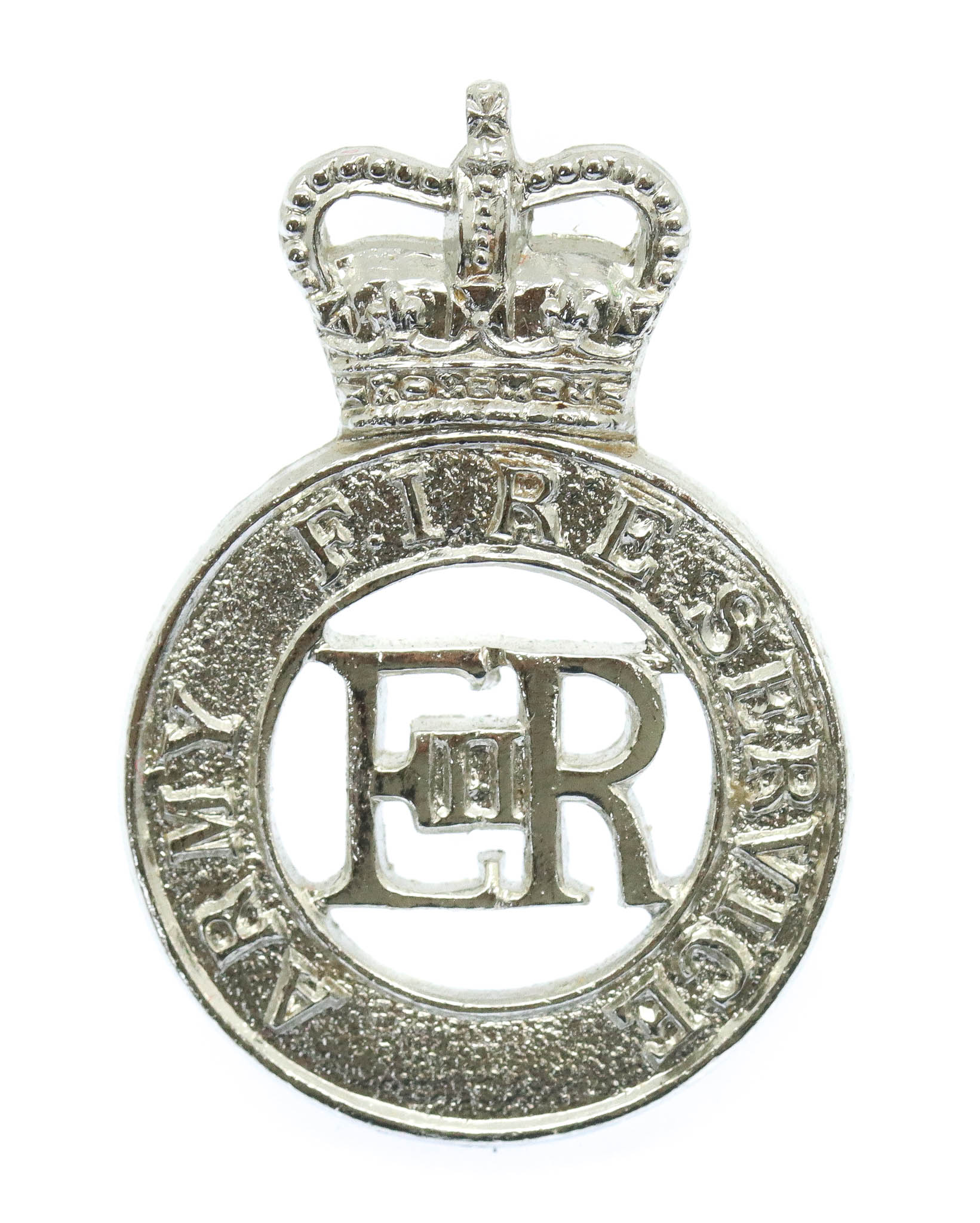 Army Fire Service Anodised (Staybrite) Cap Badge - Queen's Crown