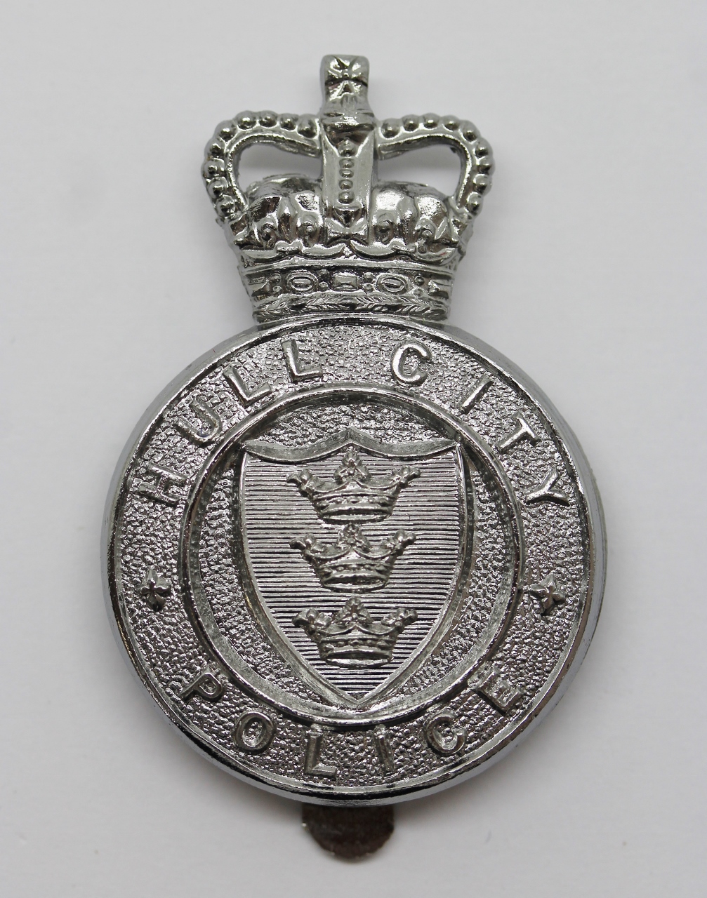 Hull City Police Cap Badge - Queen's Crown (Solid Centre)