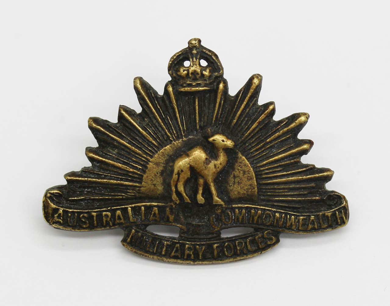 Rare WWI Australian Camel Corps Locally Cast Brass Collar Badge