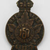 Canadian 157th (Simcoe Foresters) Infantry Bn. C.E.F. WWI Cap Badge