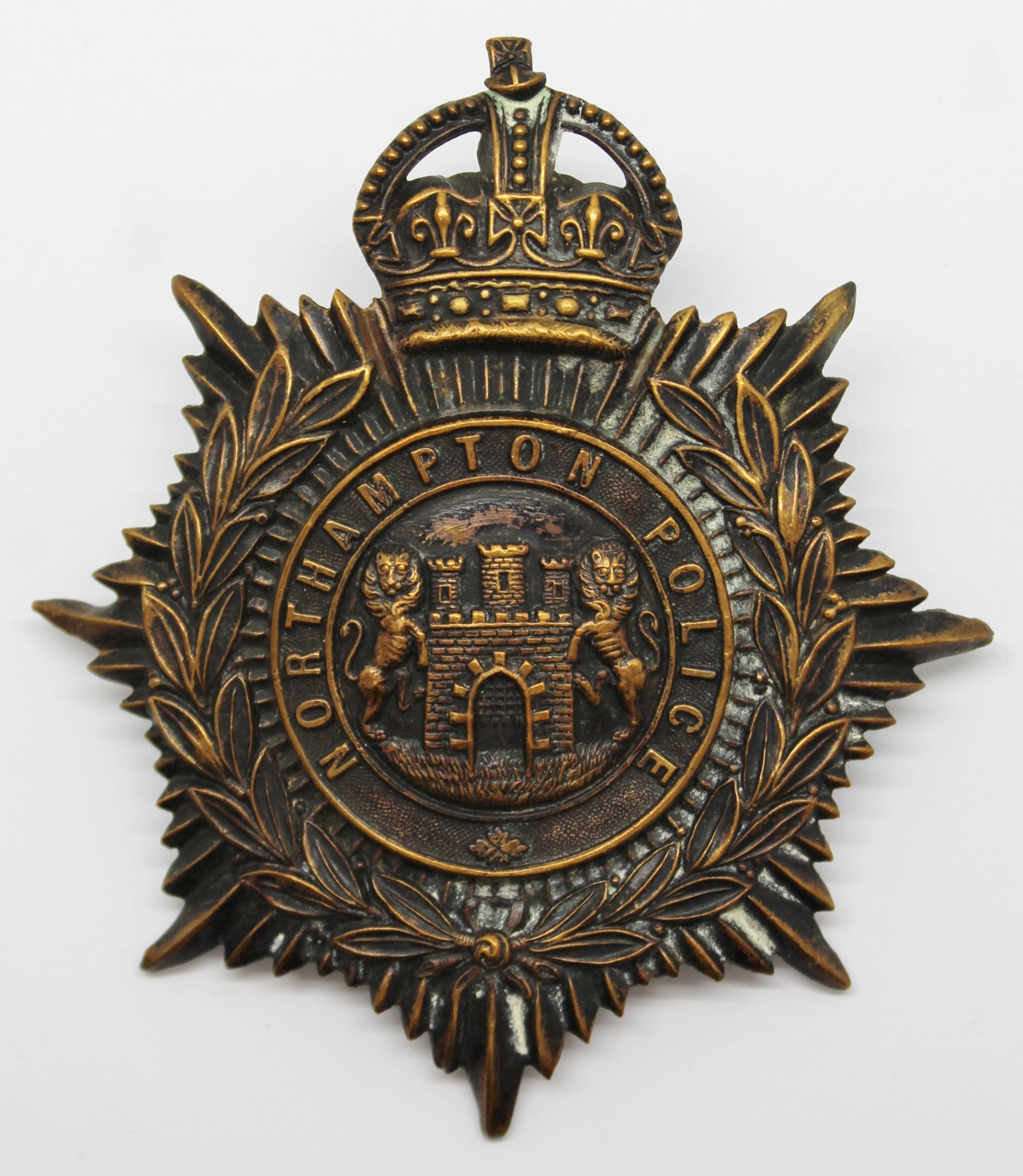 Northampton Borough Police Night Helmet Plate - King's Crown
