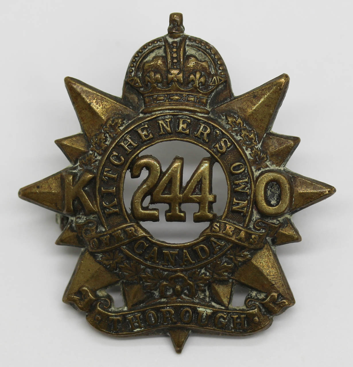 Canadian 244th (Montreal, Kitchener's Own) Infantry Bn. C.E.F. WWI Cap Badge