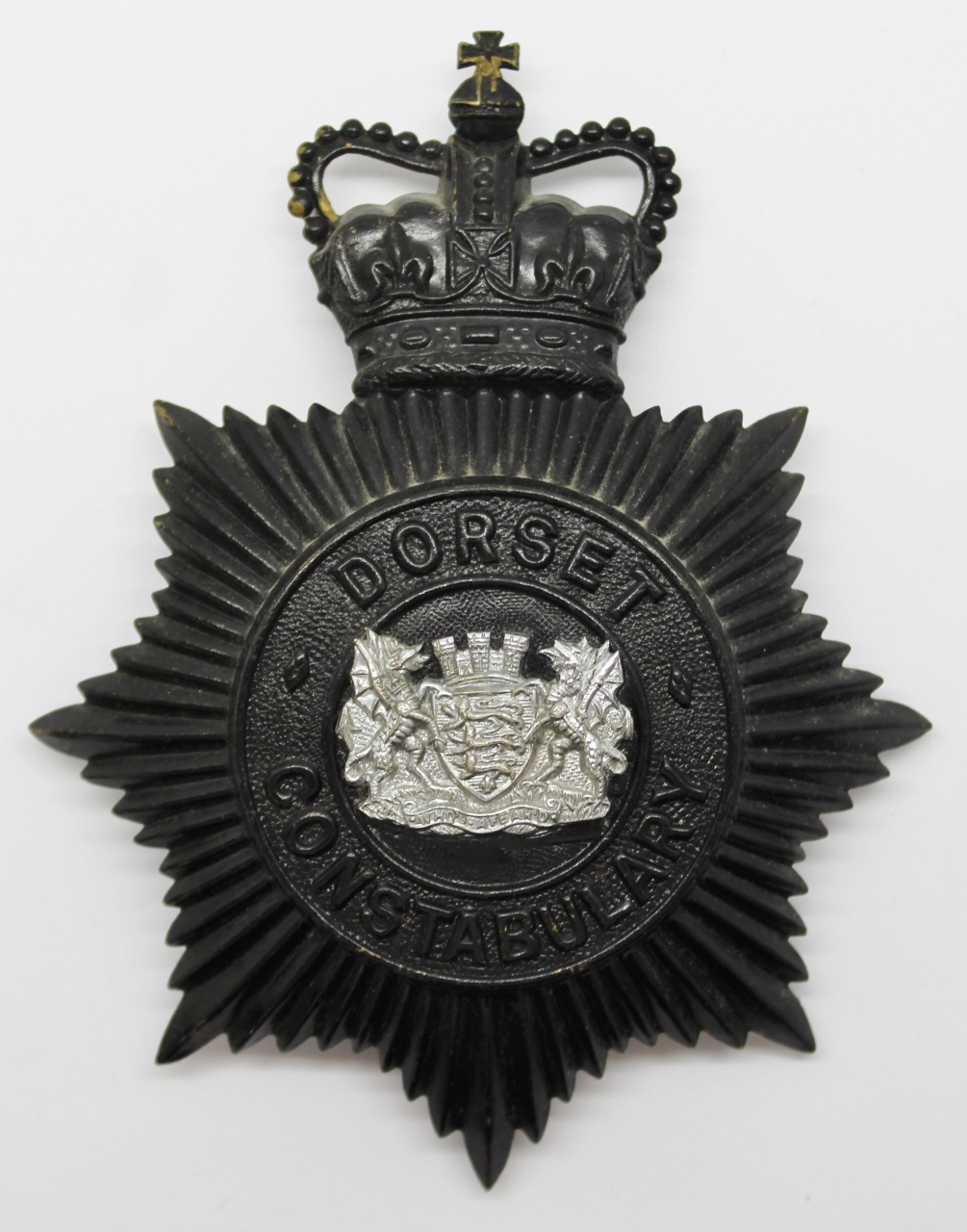 Dorset Constabulary Night Helmet Plate - Queen's Crown