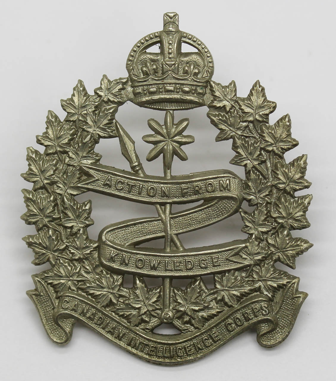 Candian Intelligence Corps Cap Badge - King's Crown