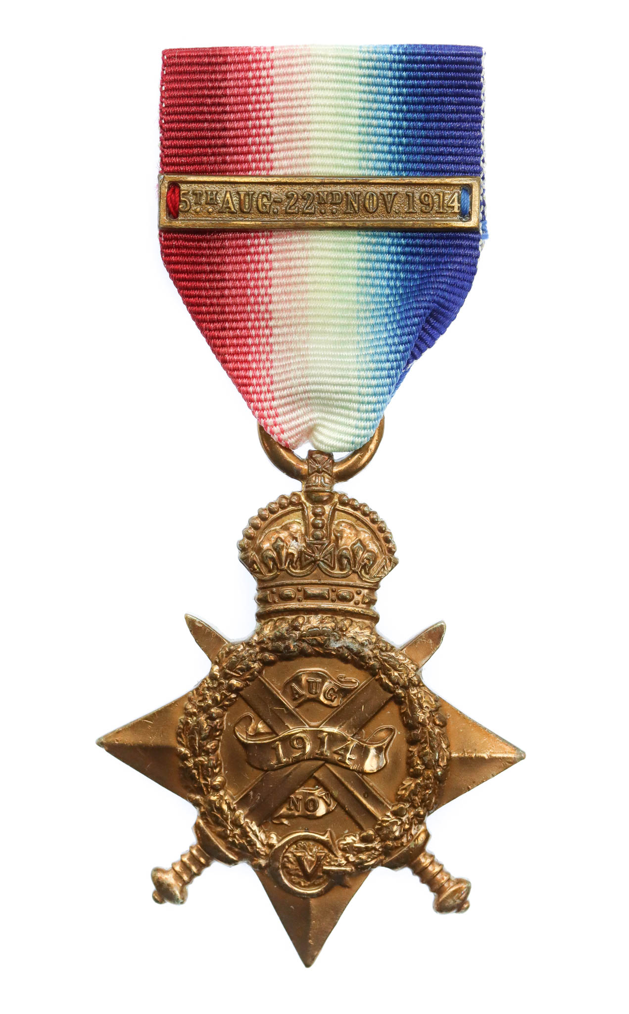WW1 Prisoner of War 1914 Mons Star - Pte. F. Travers, 1st Bn. Rifle Brigade - Captured 26/8/14 (Cambrai)