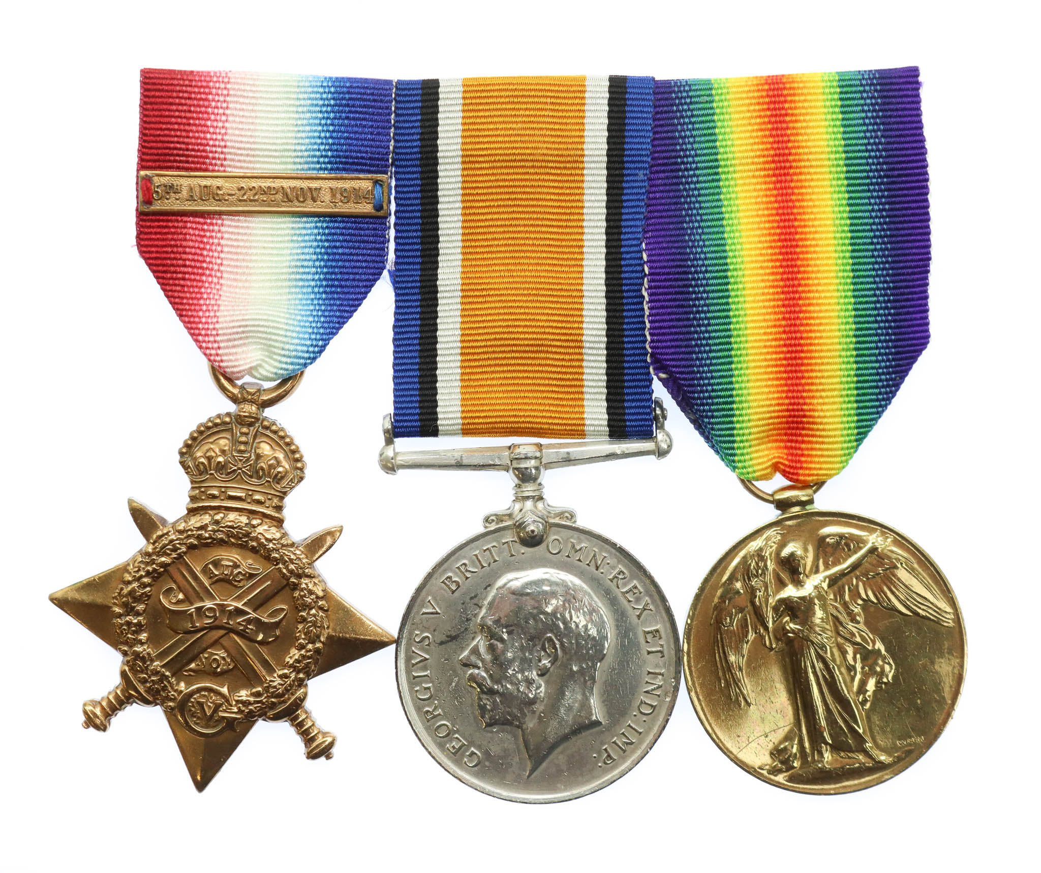 WW1 1914 Mons Star and Bar Medal Trio - L.Cpl. (Later C.S.M.) D. Deakin, Royal Warwickshire Regiment - Wounded in Action