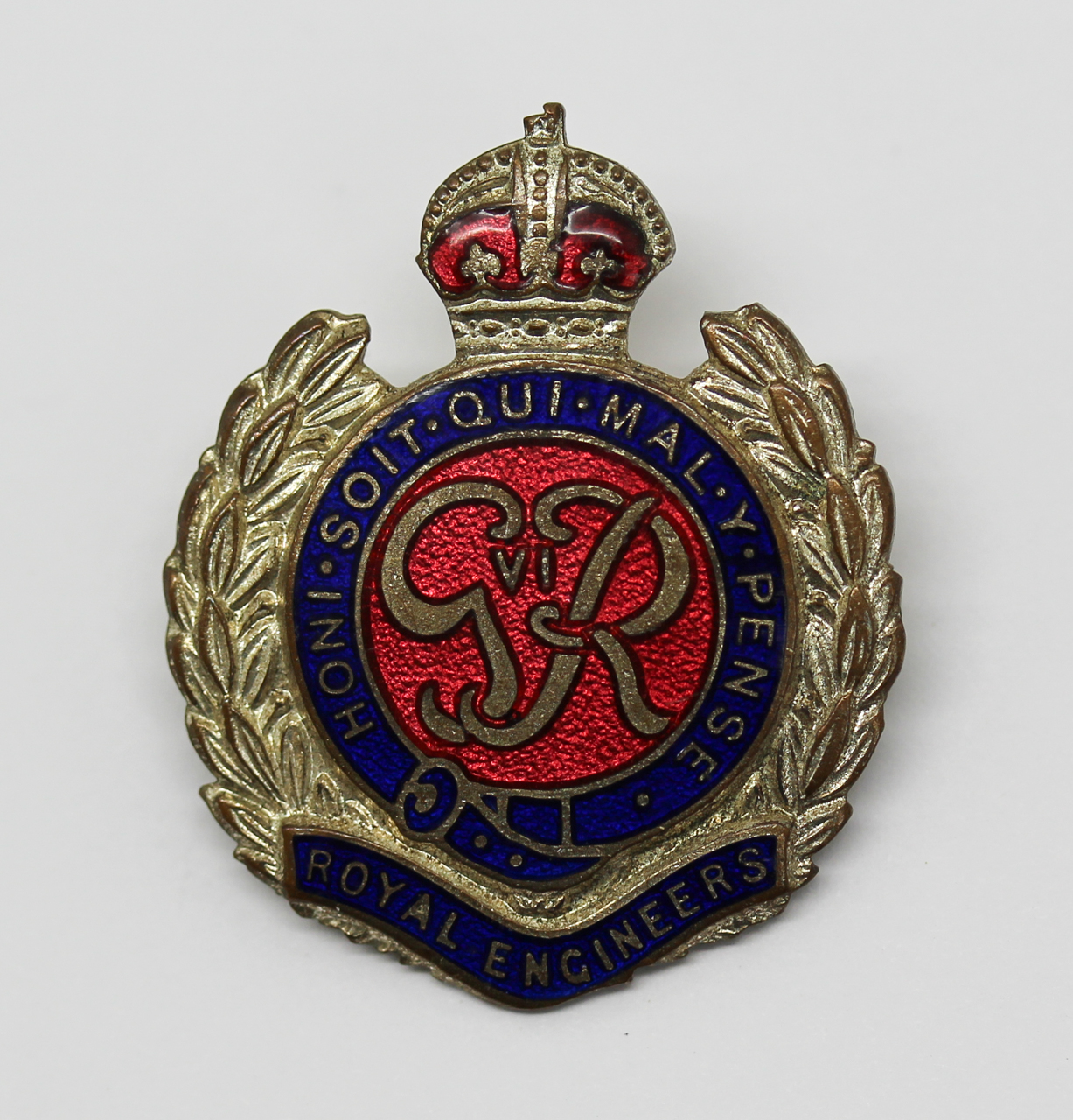 Large George VI Royal Engineers Enamelled Sweetheart Brooch