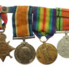 WW1 1914 Mons Star Medal Trio and WW2 Defence Medal Group of Four - Pte. R. Sturtevant, 2nd Bn. Royal Scots Fusiliers - Wounded in Action