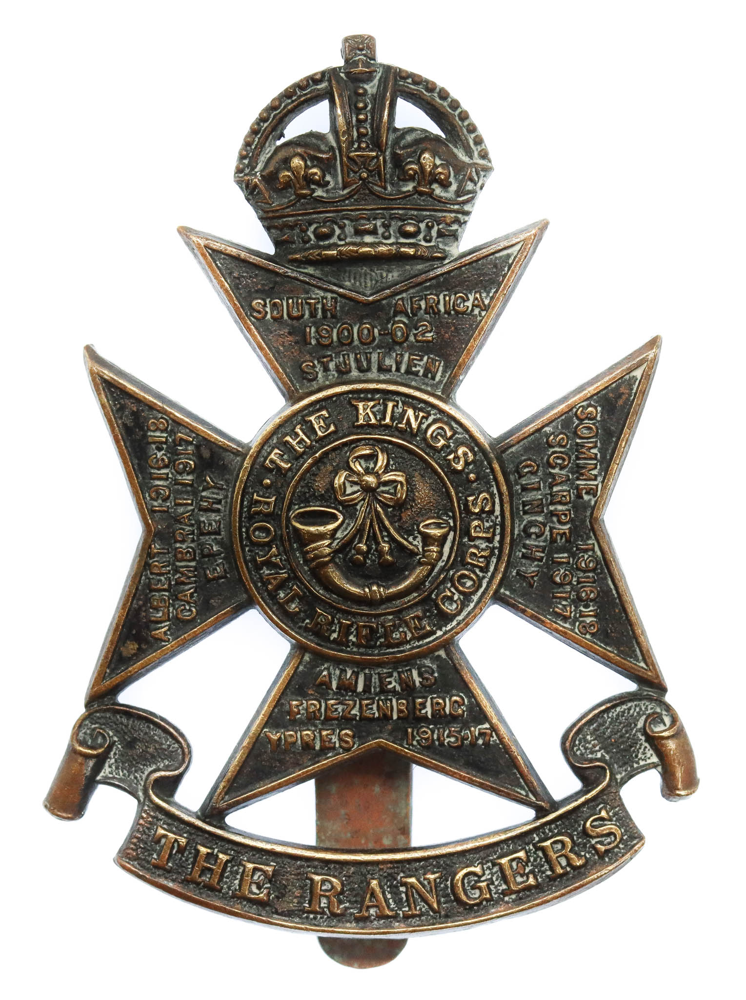 12th London Regiment (The Rangers) Cap Badge- King's Crown