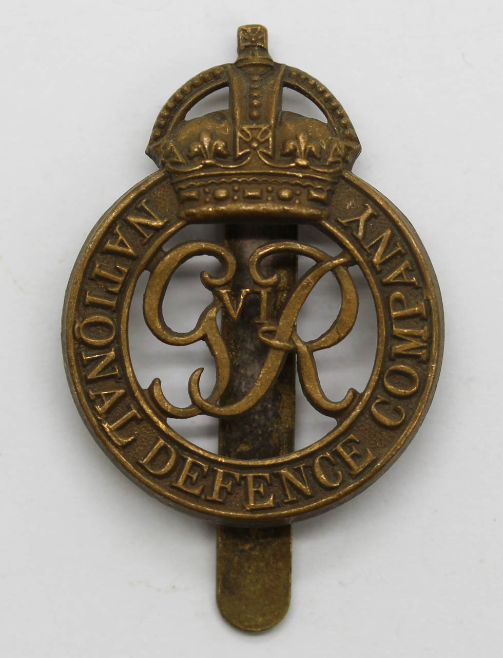 George VI National Defence Company Cap Badge