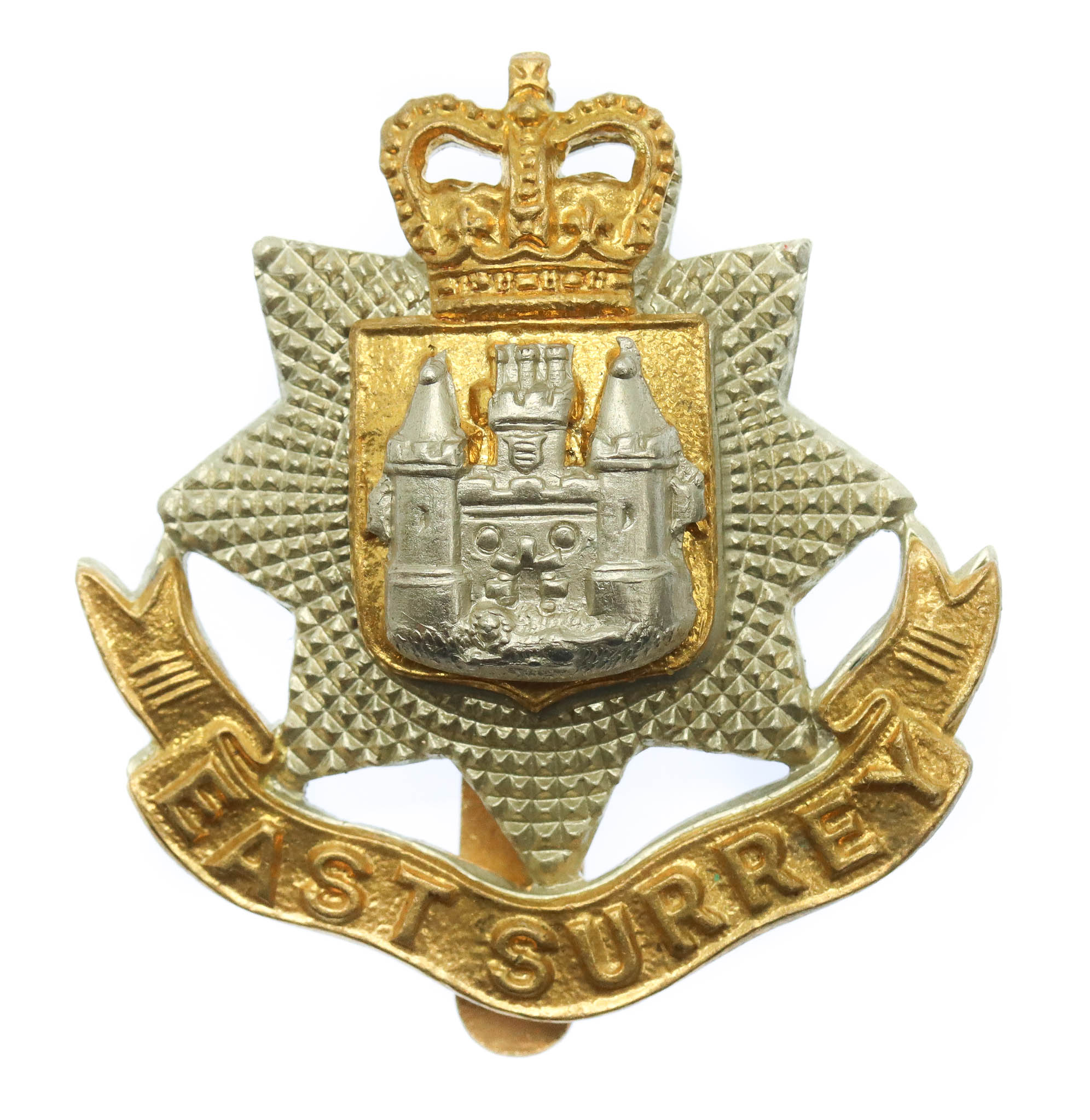East Surrey Regiment Cap Badge - Queen's Crown