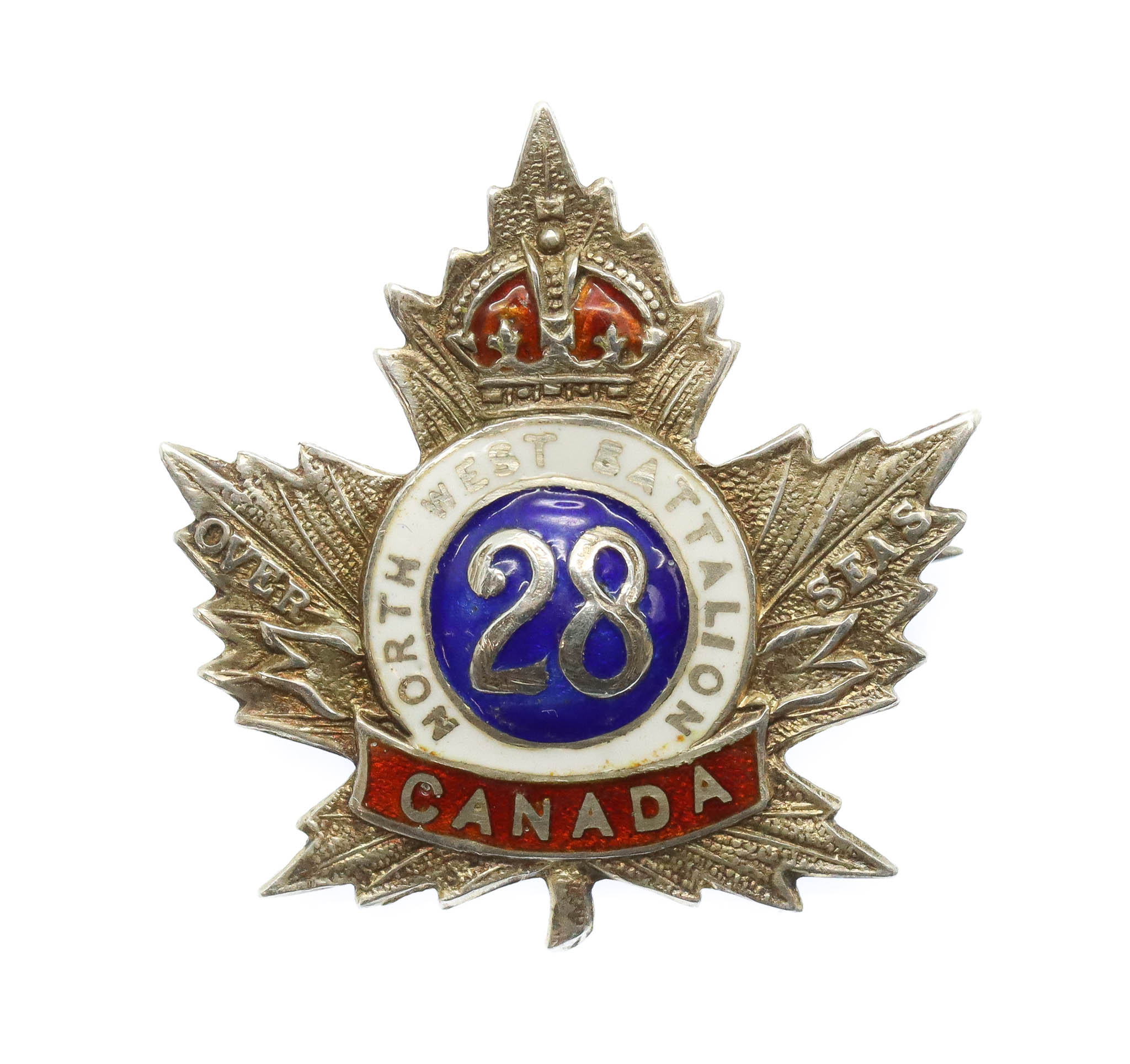 WW1 Canadian 28th (North West Battalion) Infantry Bn. CEF 1916 Hallmarked Silver & Enamel Sweetheart Brooch