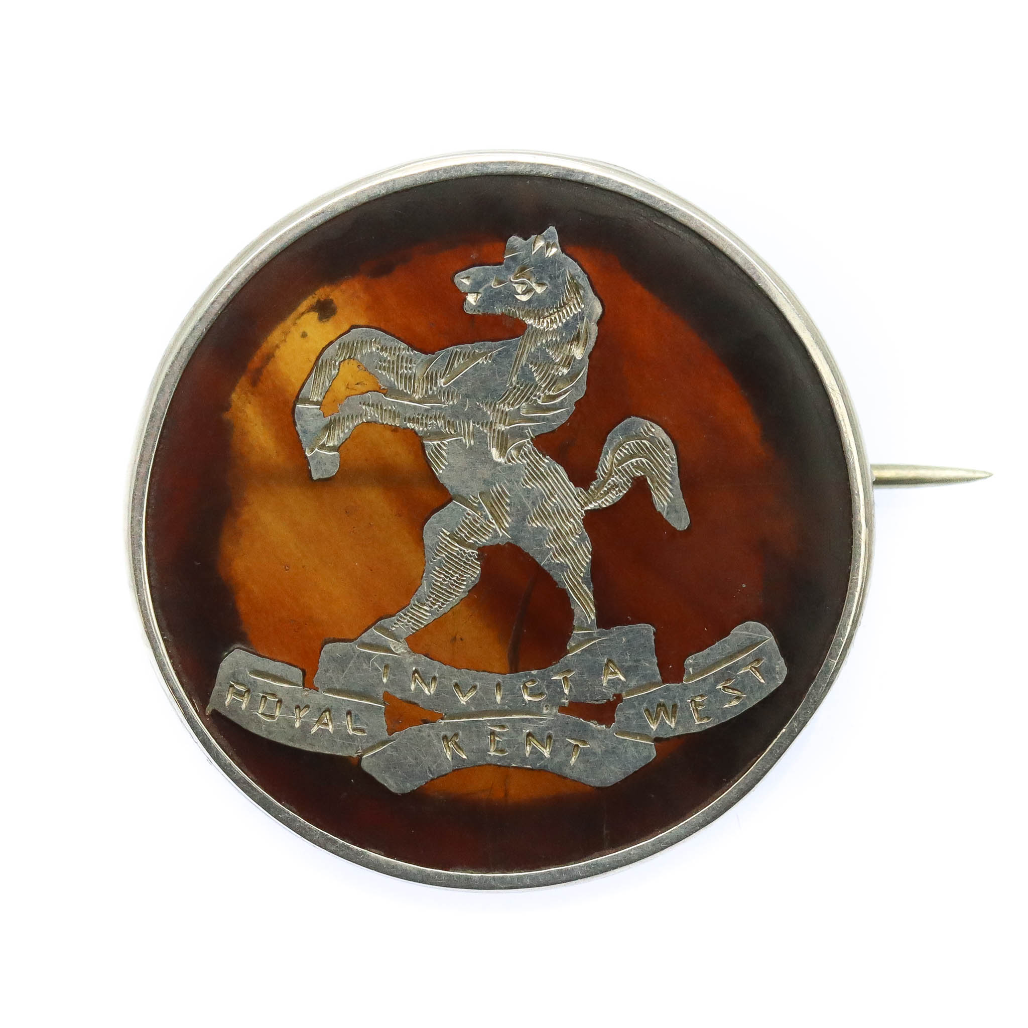 WW1 Royal West Kent Regiment 1917 Hallmarked Silver & Tortoiseshell Sweetheart Brooch