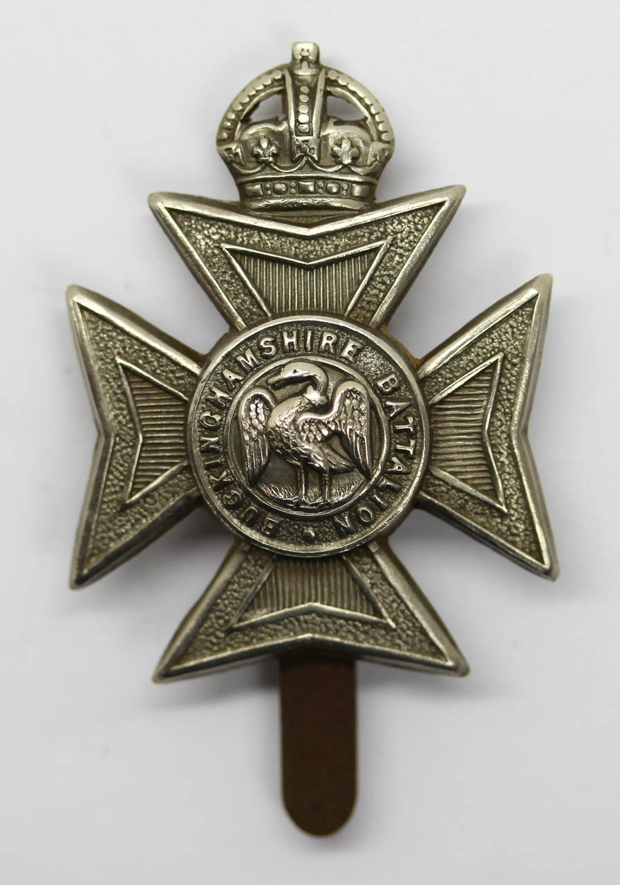 Buckinghamshire Battalion White Metal Pagri Badge - King's Crown
