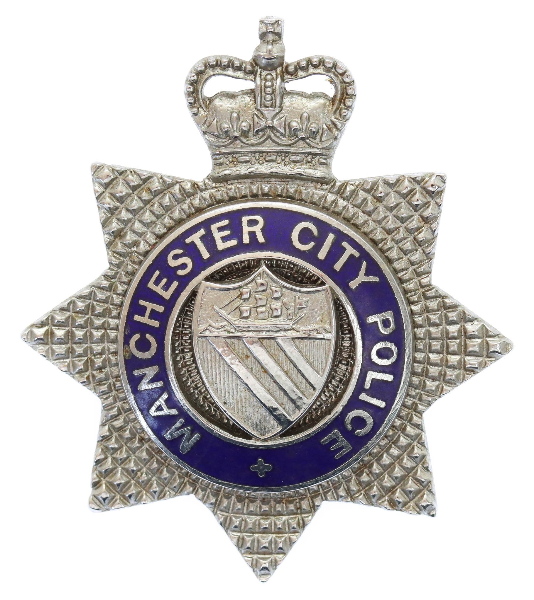 Manchester City Police Senior Officer's Enamelled Cap Badge - Queen's Crown