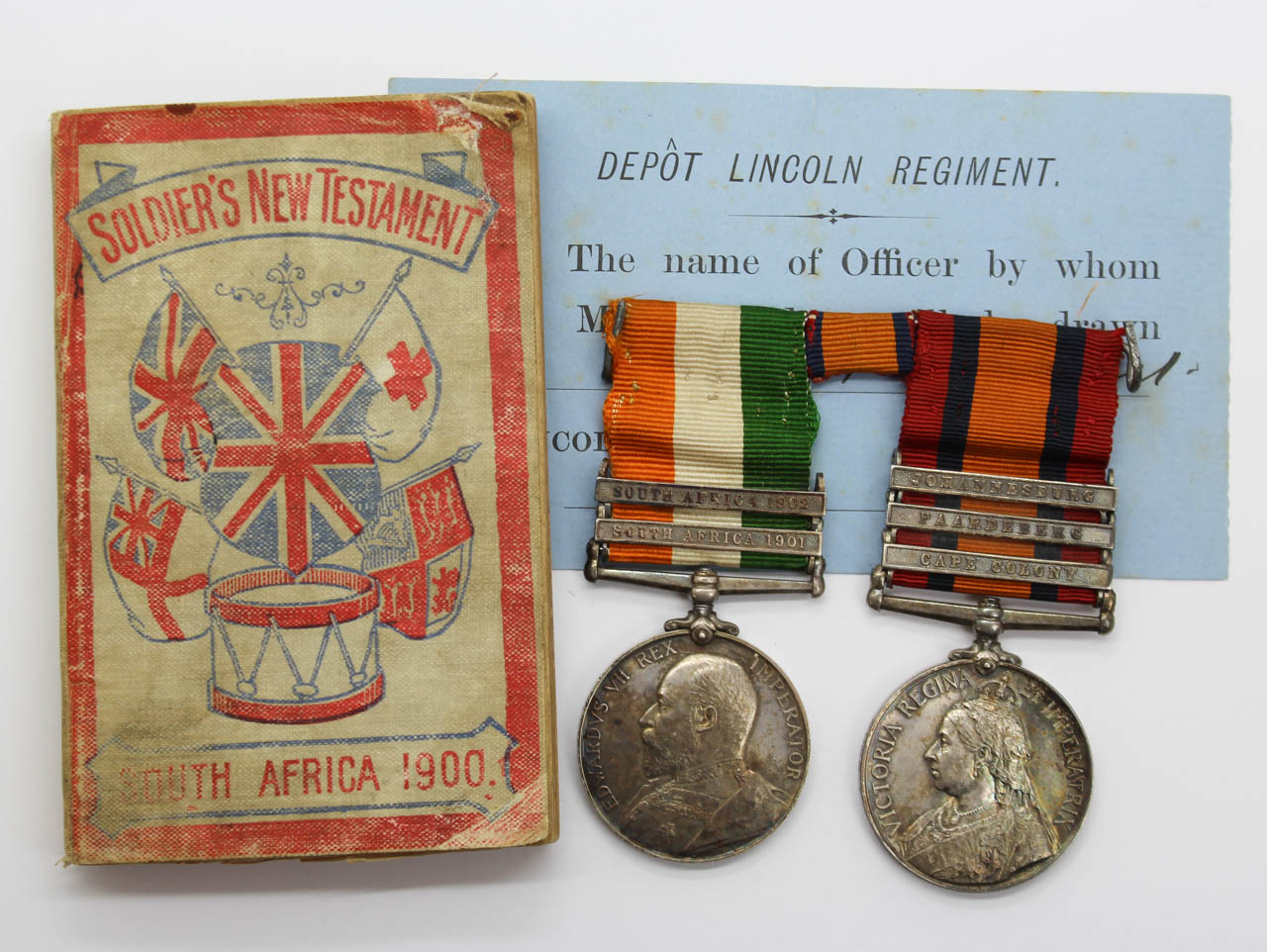 Queen's South Africa (Clasps - Cape Colony, Paardeberg, Johannesburg) and King's South Africa (Clasps - South Africa 1901, South Africa 1902) Medal Pair - Pte. G.W. Parker, 2nd Bn. Lincolnshire Regiment