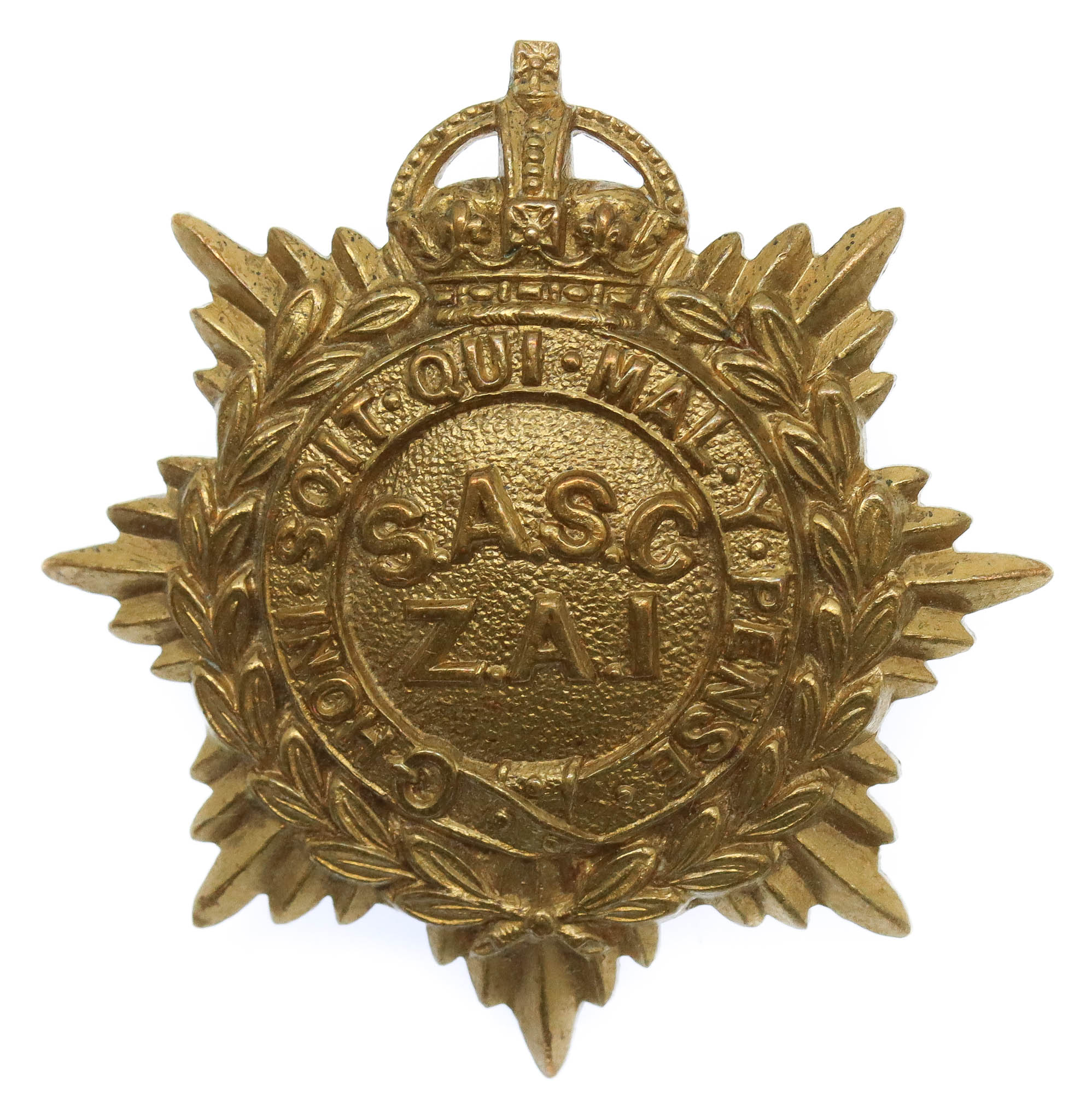 South African Service Corps (Z.A.I) Cap Badge - King's Crown (c.1923 - 1926)