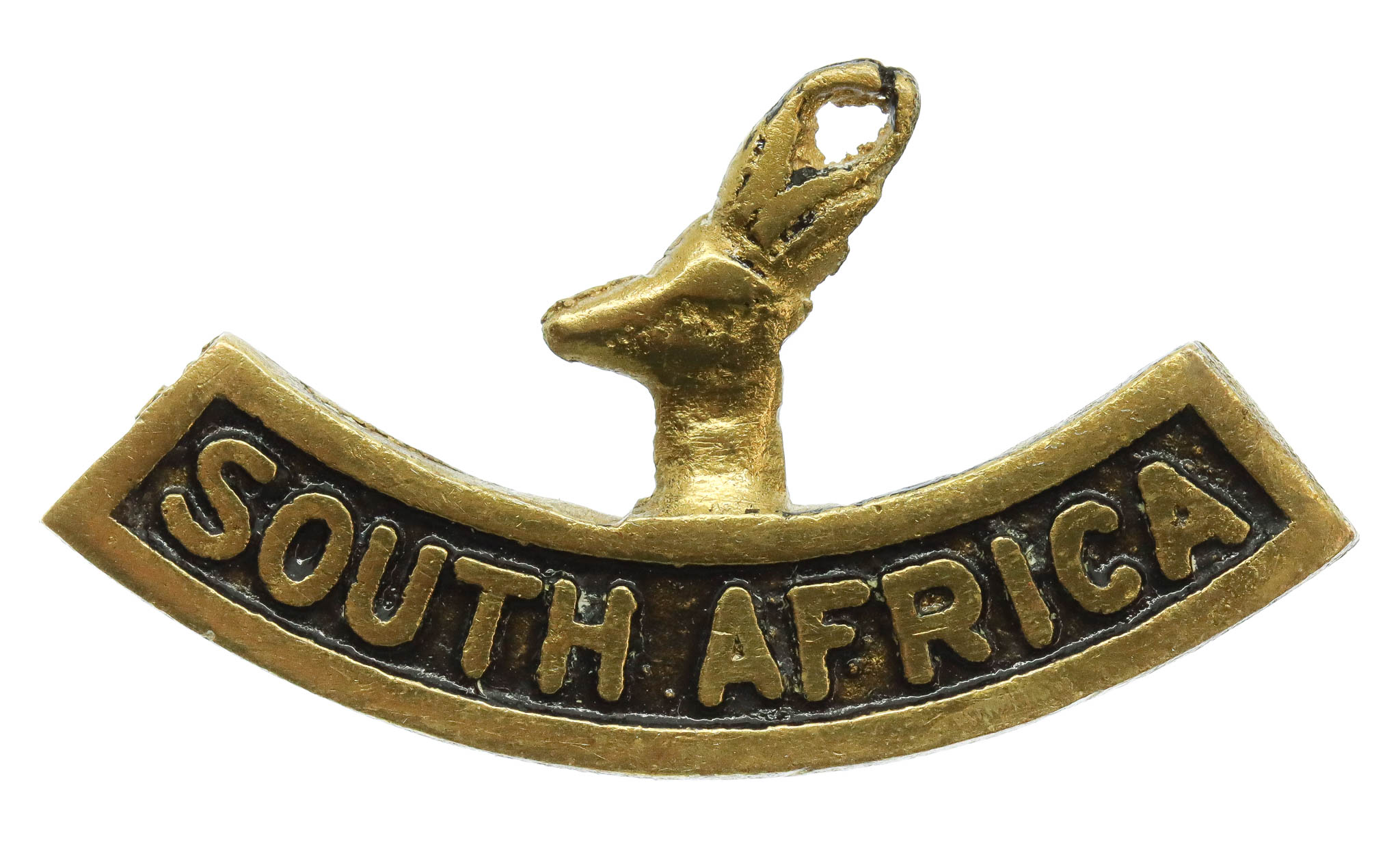 WW2 South Africa Cast Brass Shoulder Title