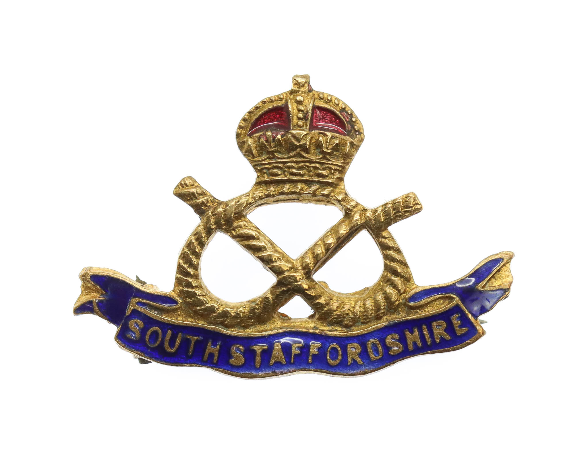 South Staffordshire Regiment Enamelled Sweetheart Brooch - King's Crown