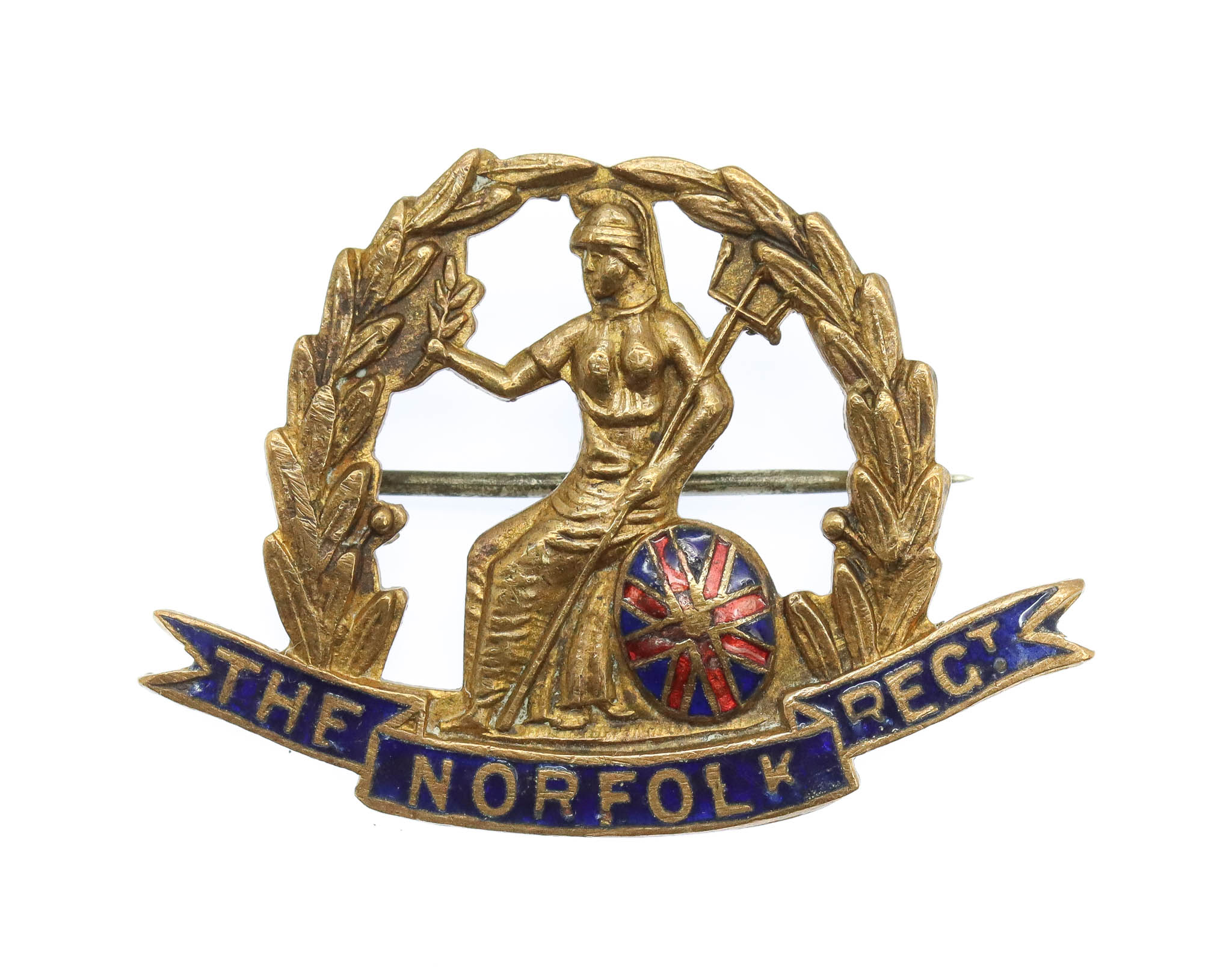 WW1 Norfolk Regiment Enamelled Sweetheart Brooch