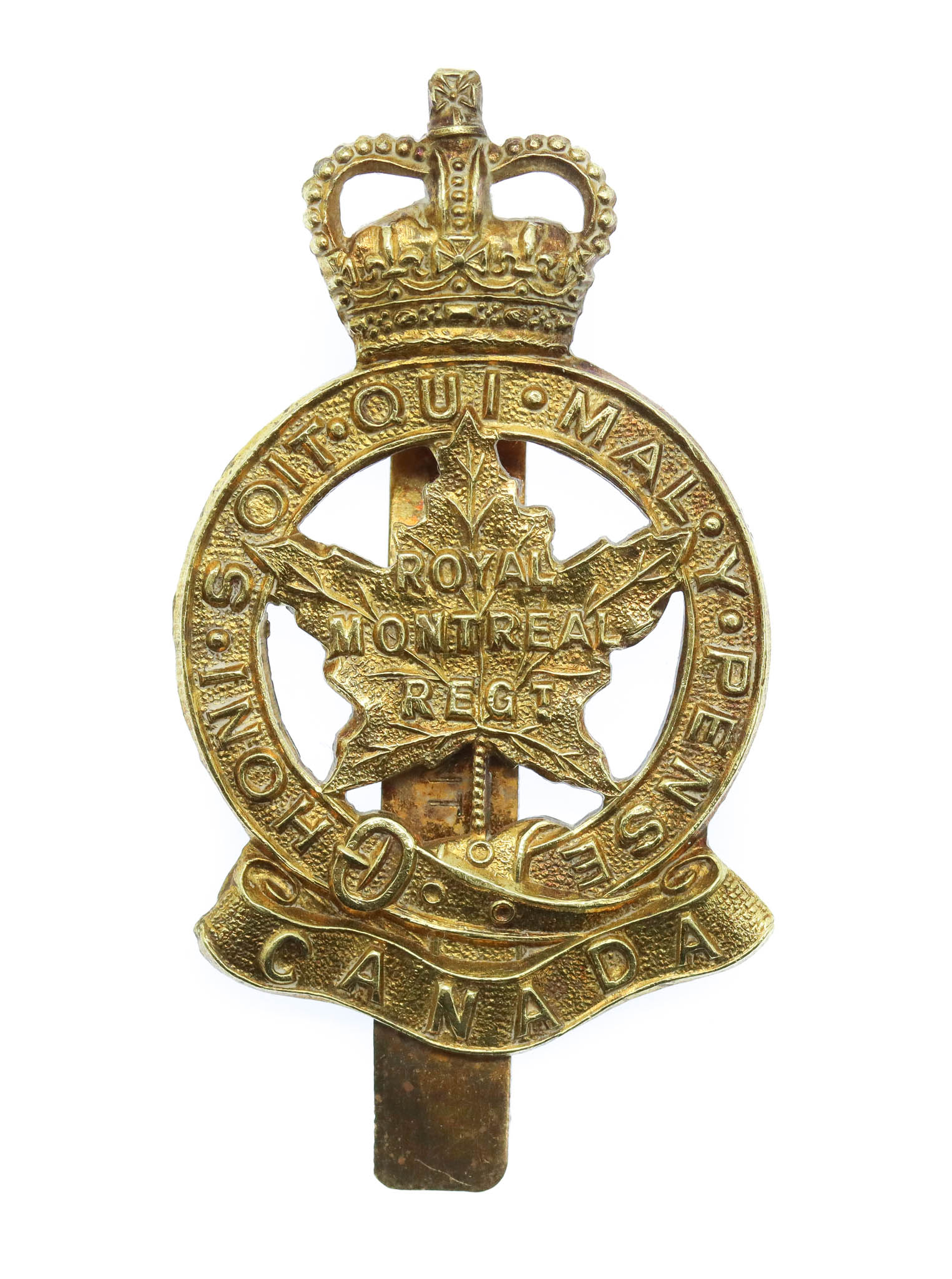 Canadian Royal Montreal Regiment Cap Badge - Queen's Crown