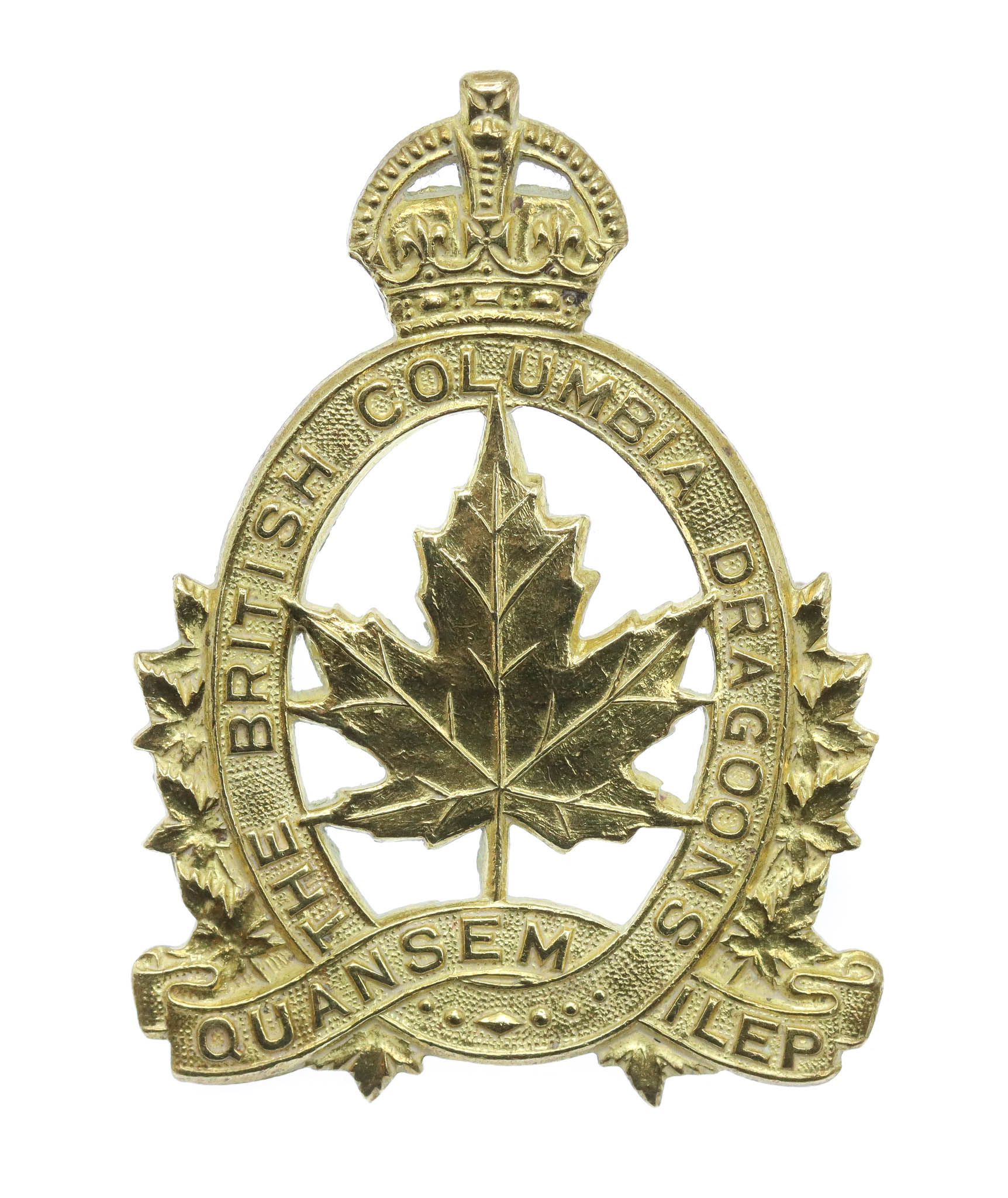 Canadian British Columbia Dragoons Cap Badge - King's Crown