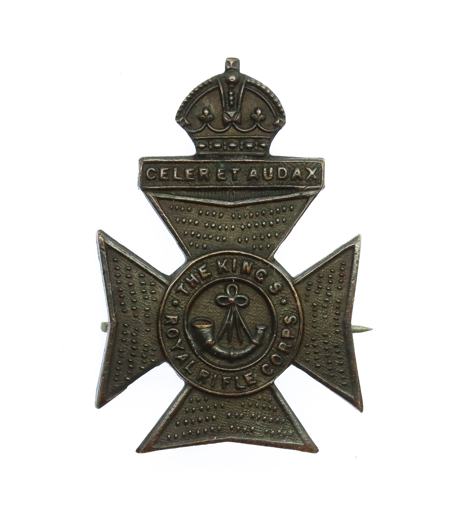 King's Royal Rifle Corps (K.R.R.C.) Sweetheart Brooch - King's Crown