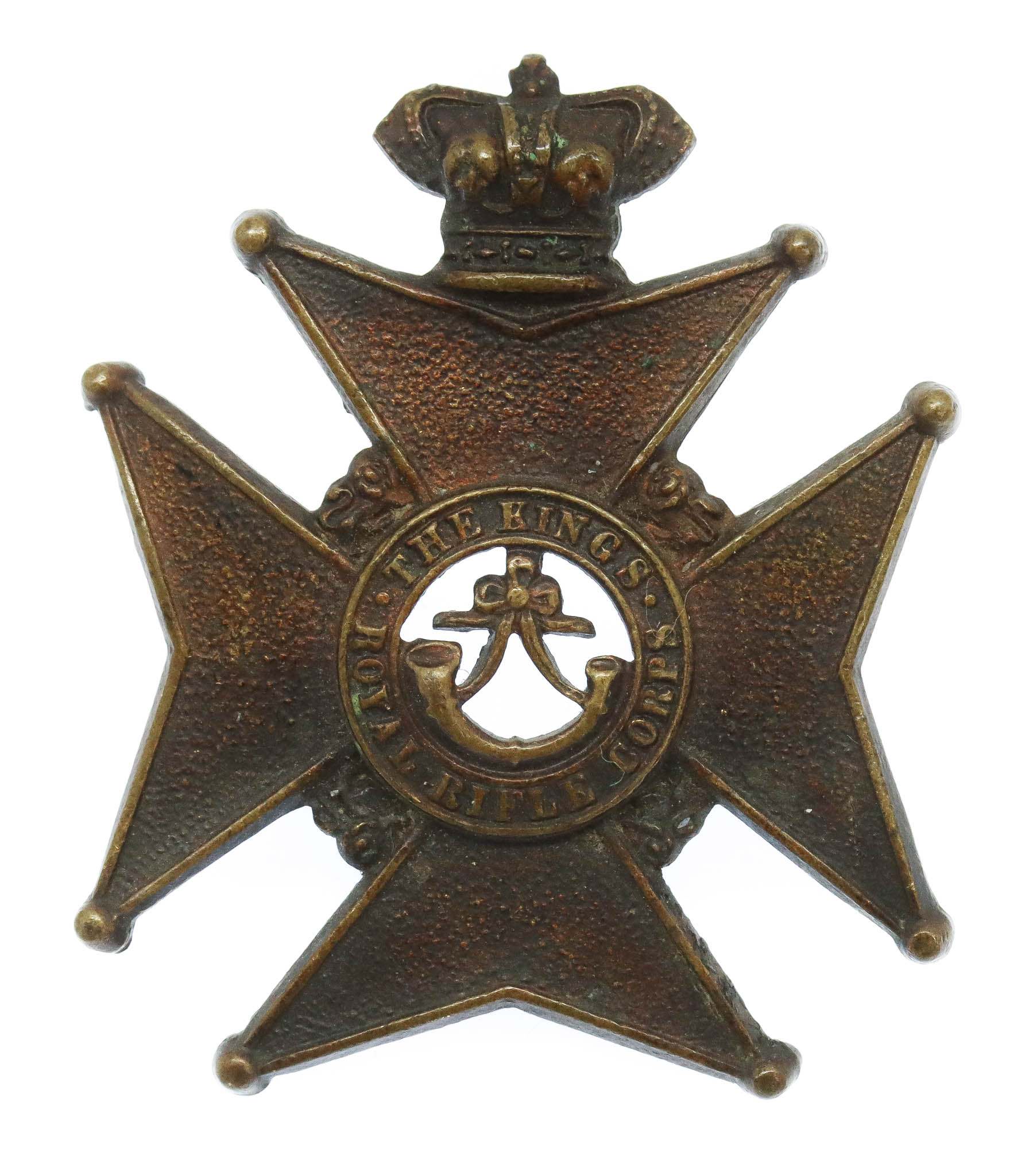 Victorian King's Royal Rifle Corps (K.R.R.C.) Militia Small Cap Badge