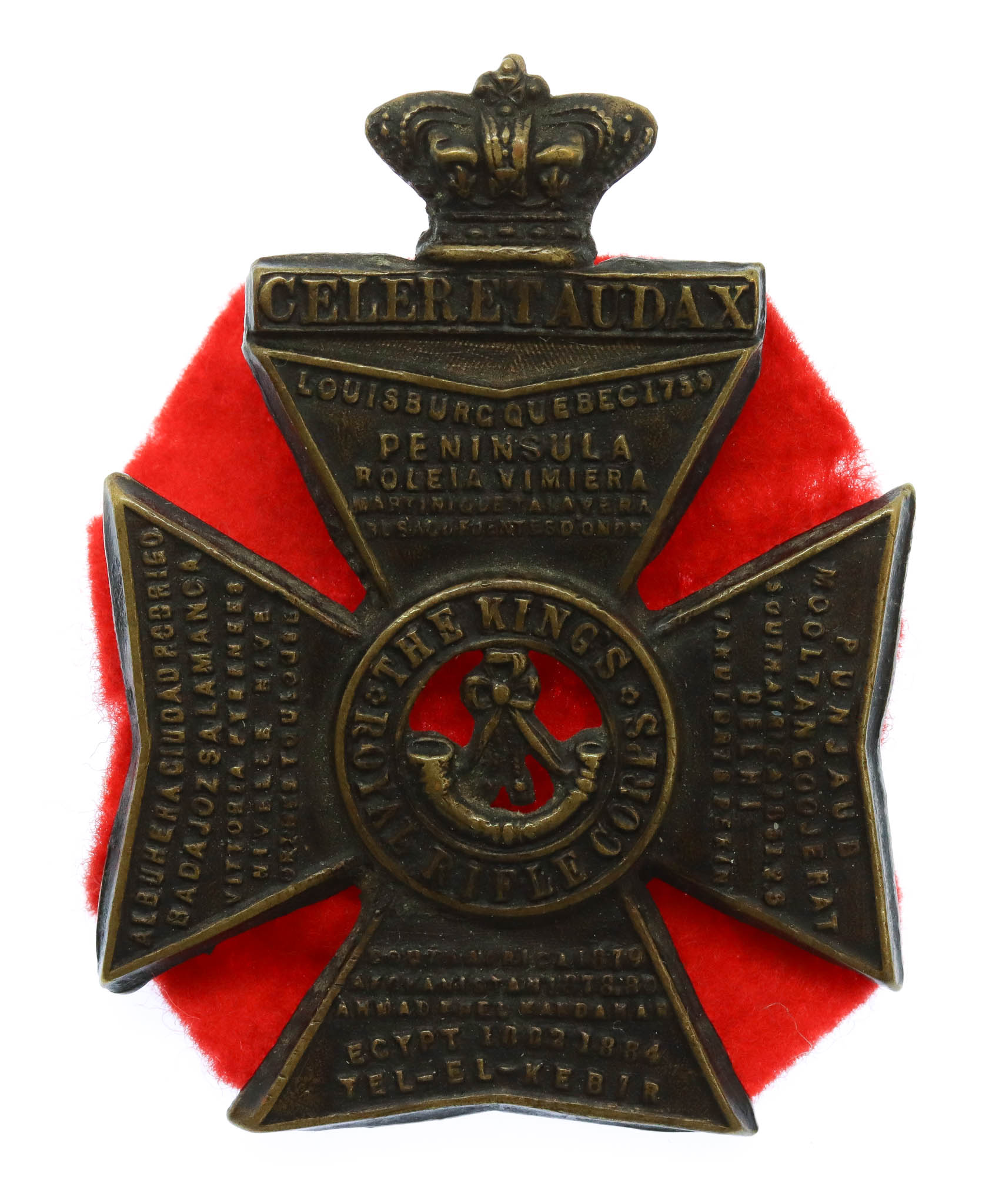 Victorian King's Royal Rifle Corps (K.R.R.C.) Glengarry Badge