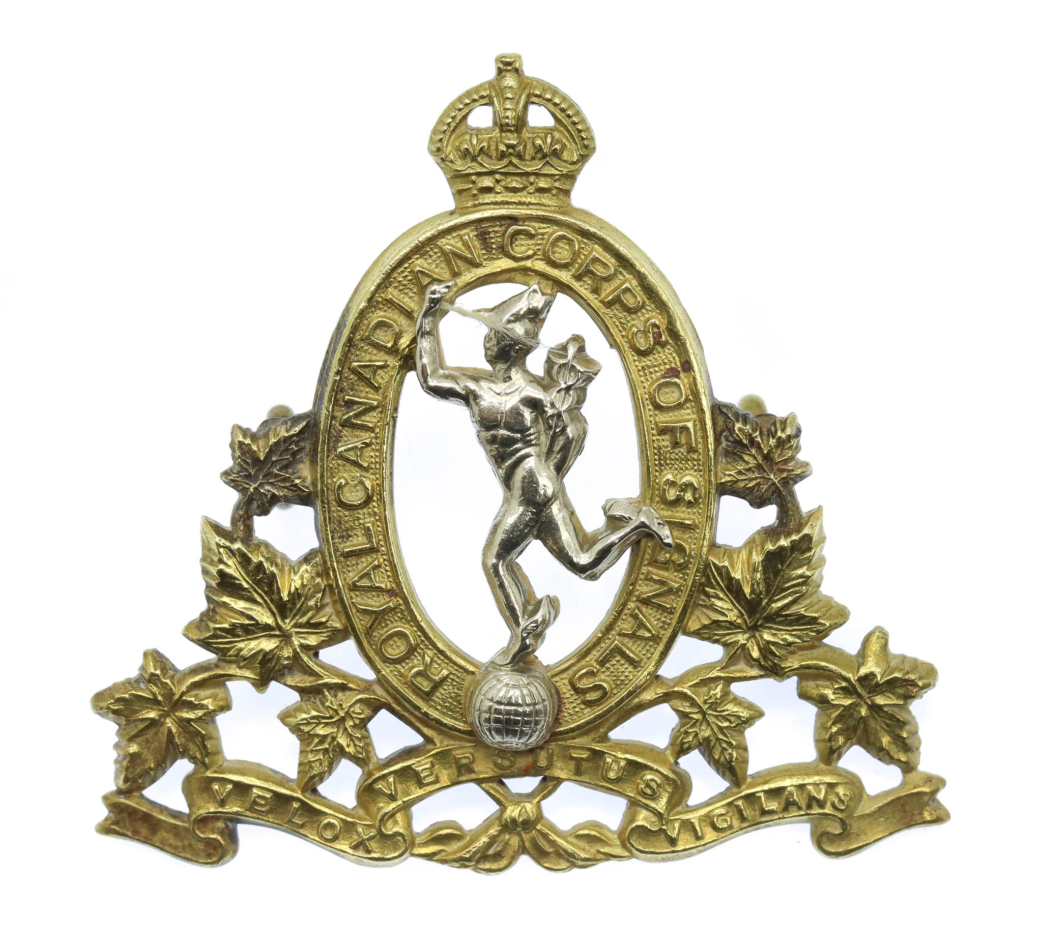 Royal Canadian Corps of Signals Cap Badge - King's Crown