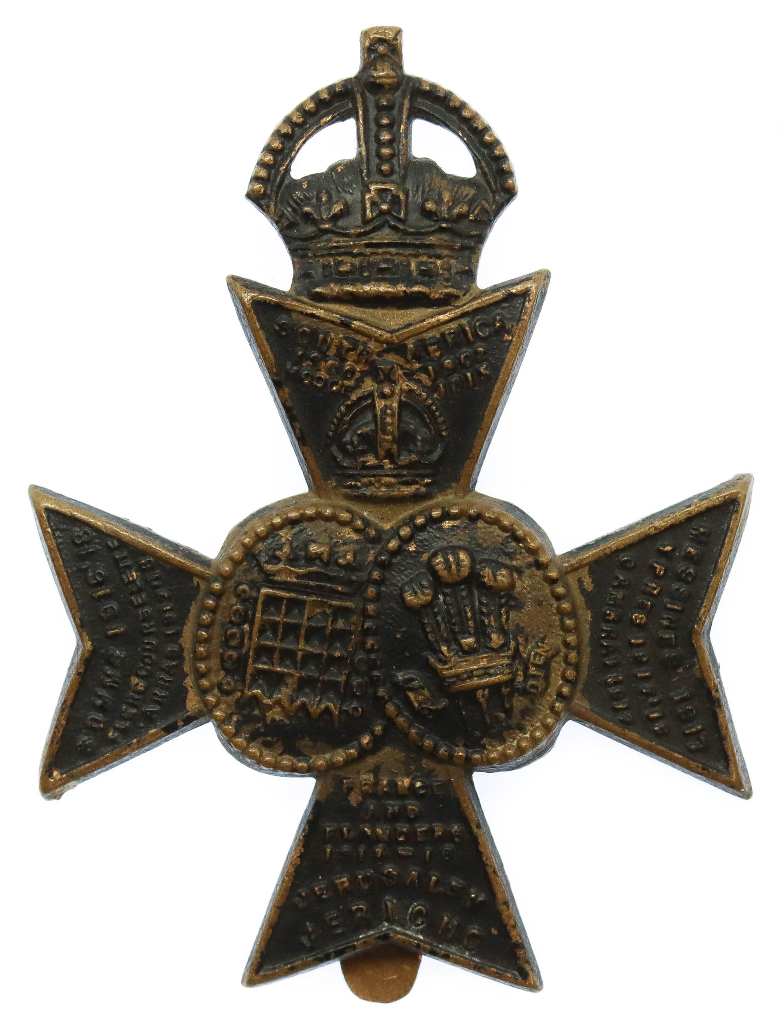16th Battalion (Queen's Westminster & Civil Service Rifles) London Regiment Cap Badge - Queen's Crown