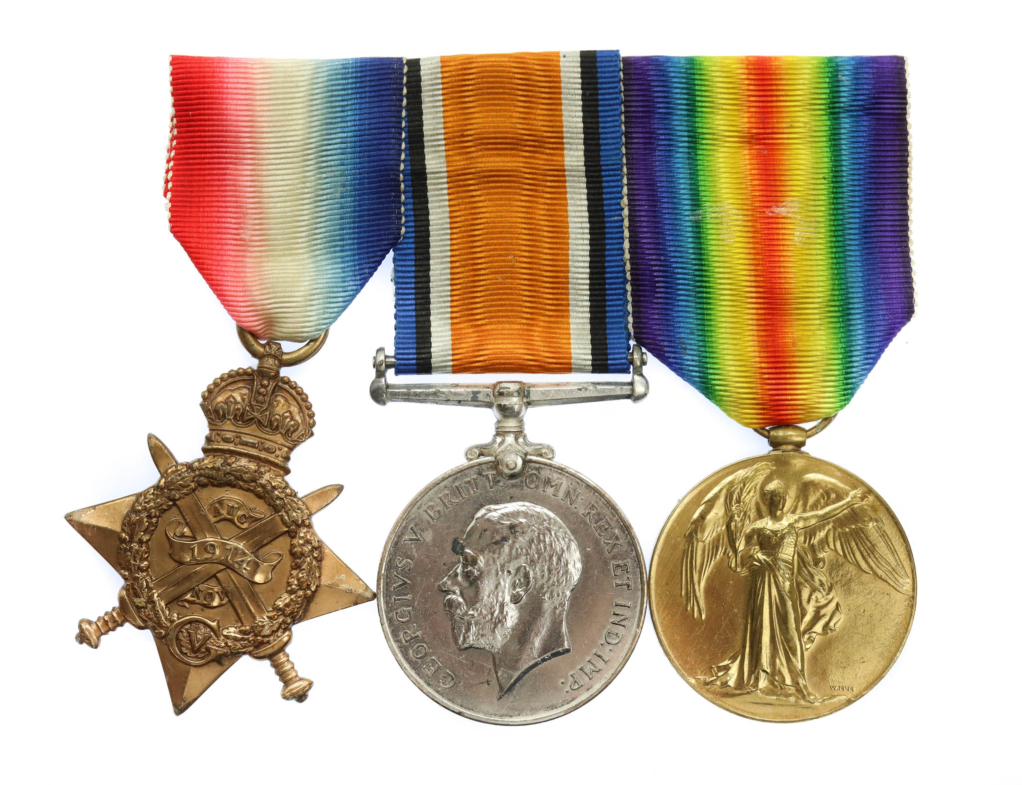 WW1 1914 Mons Star Medal Trio - Pte. J. Price, Royal Army Medical Corps - Wounded