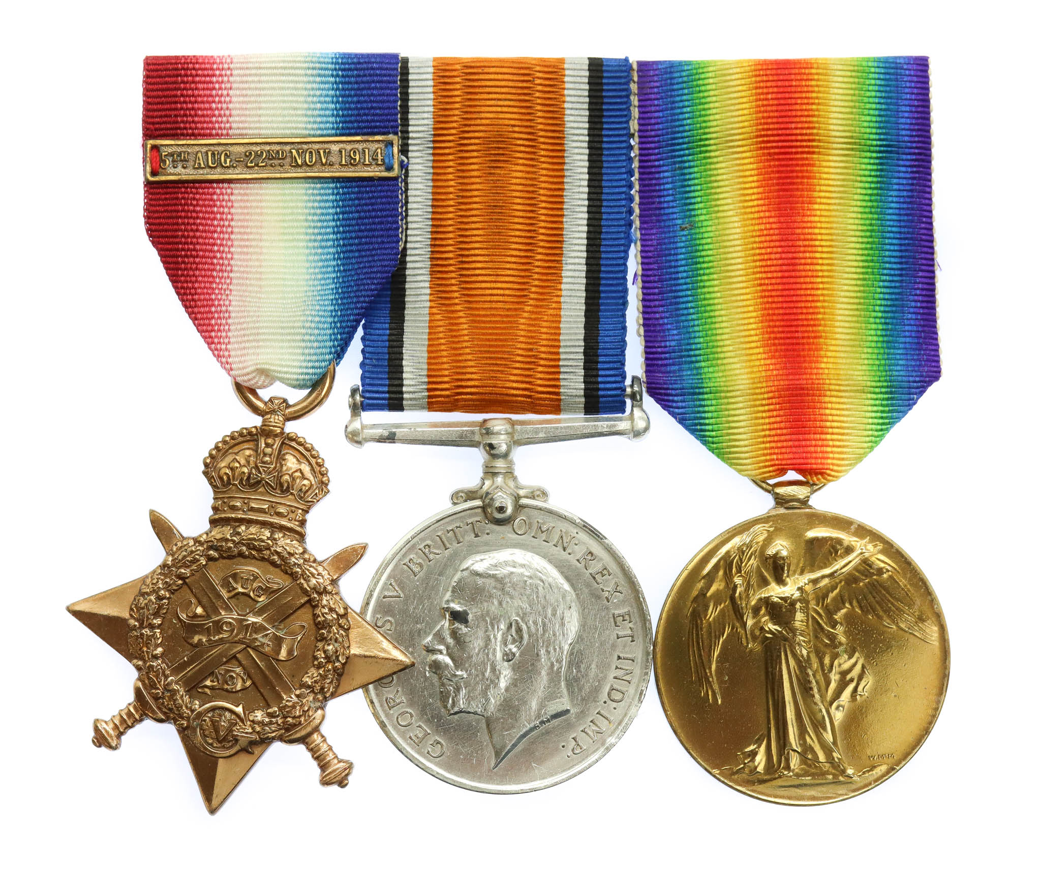 WW1 1914 Mons Star and Bar Medal Trio - Pte. T.W. Payne, West Yorkshire Regiment