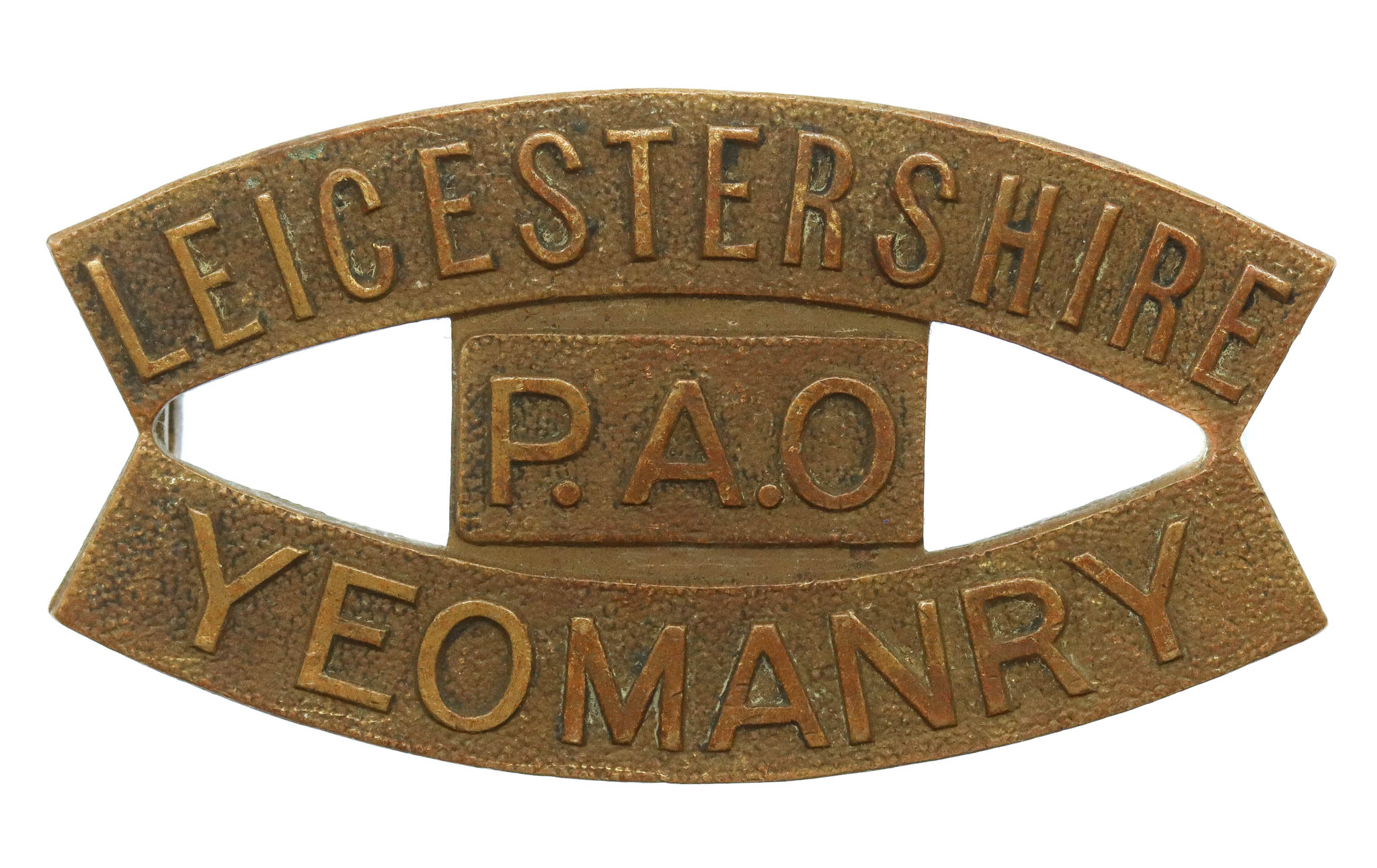 Scarce Leicestershire Yeomanry (LEICESTERSHIRE/P.A.O./YEOMANRY) Shoulder Title (c.1952-57)