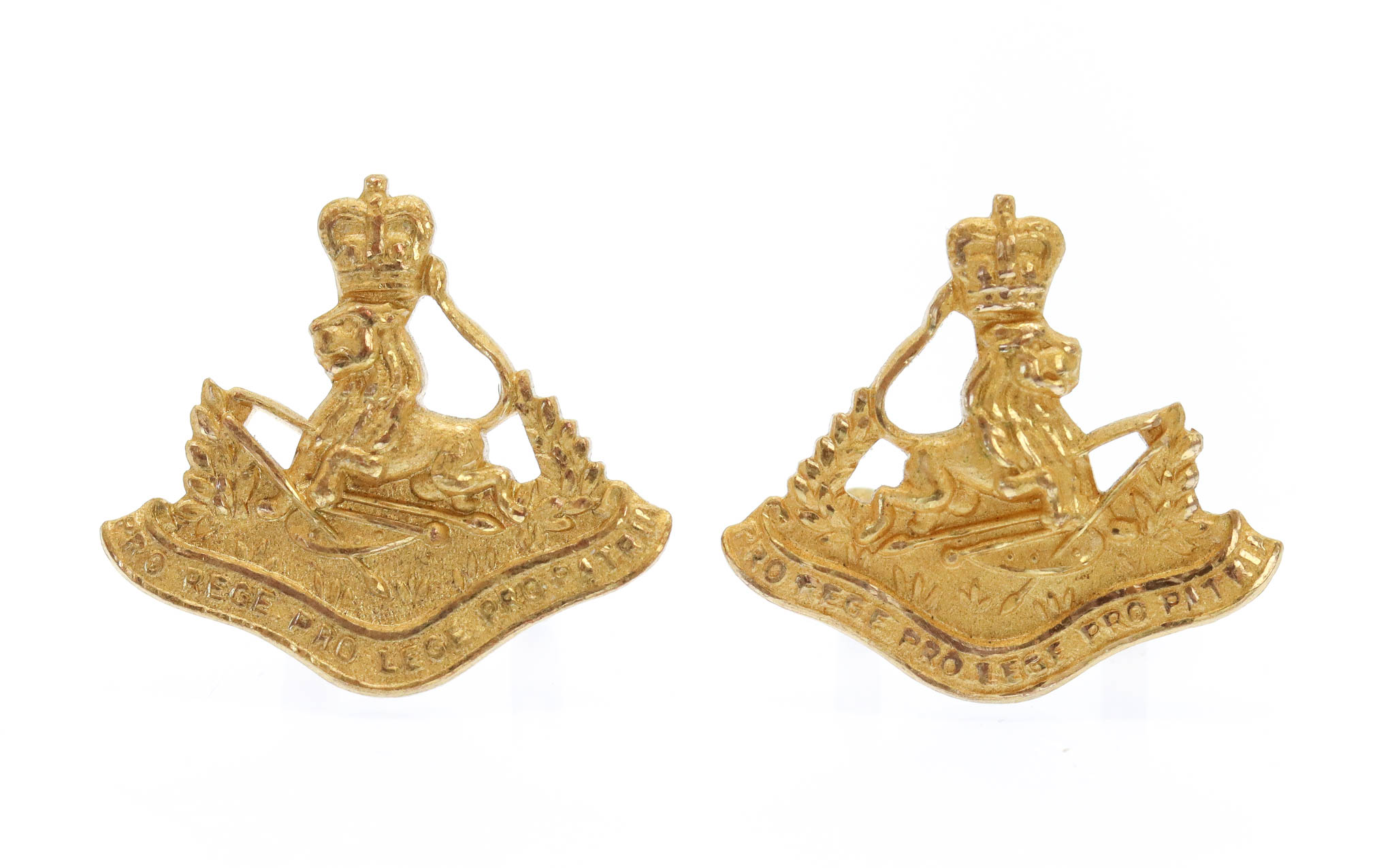 Pair of Rhodesia British South Africa Police Officer's Mess Dress Collar Badges - Queen's Crown