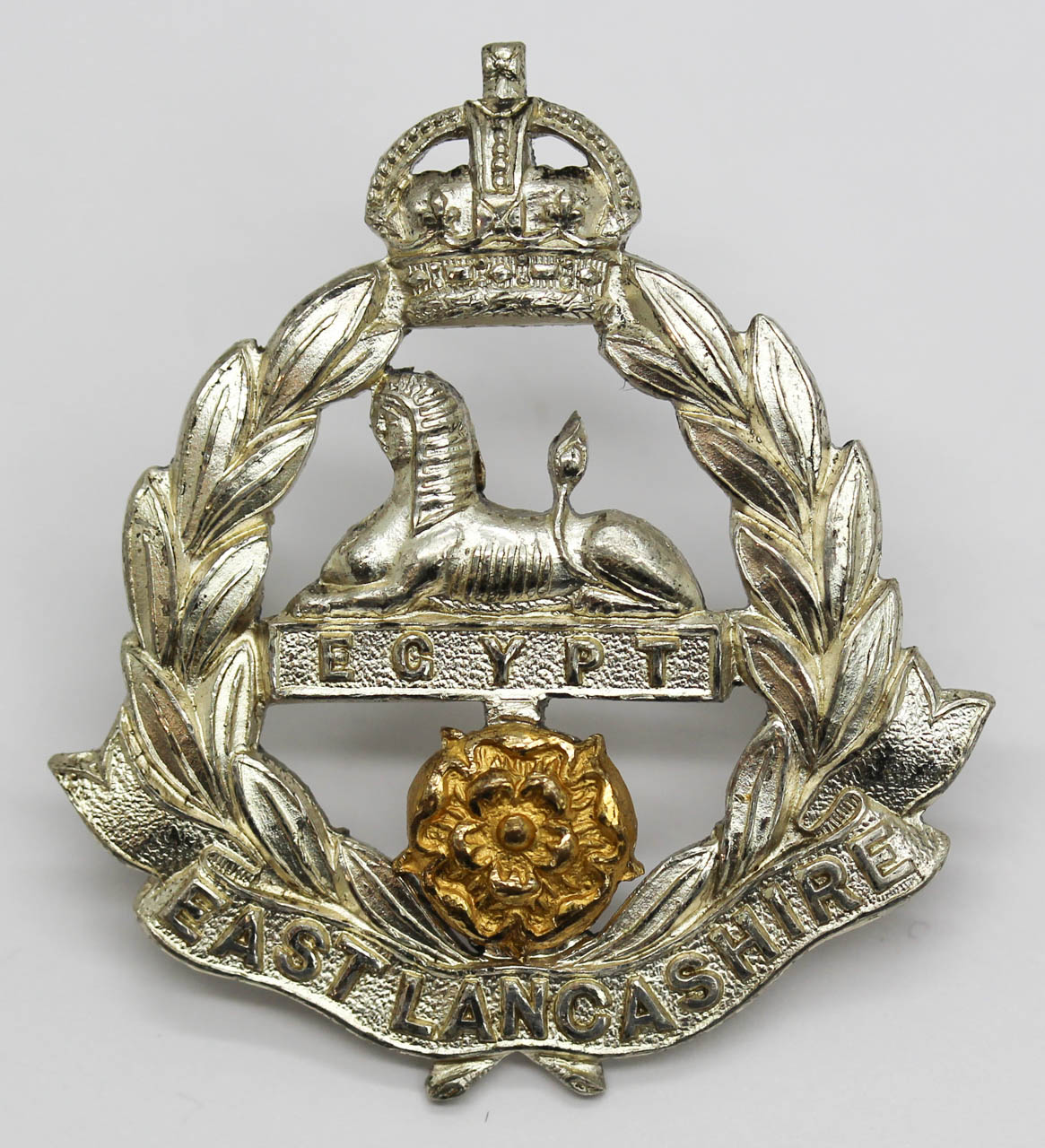 East Lancashire Regiment Officer's Cap Badge - King's Crown