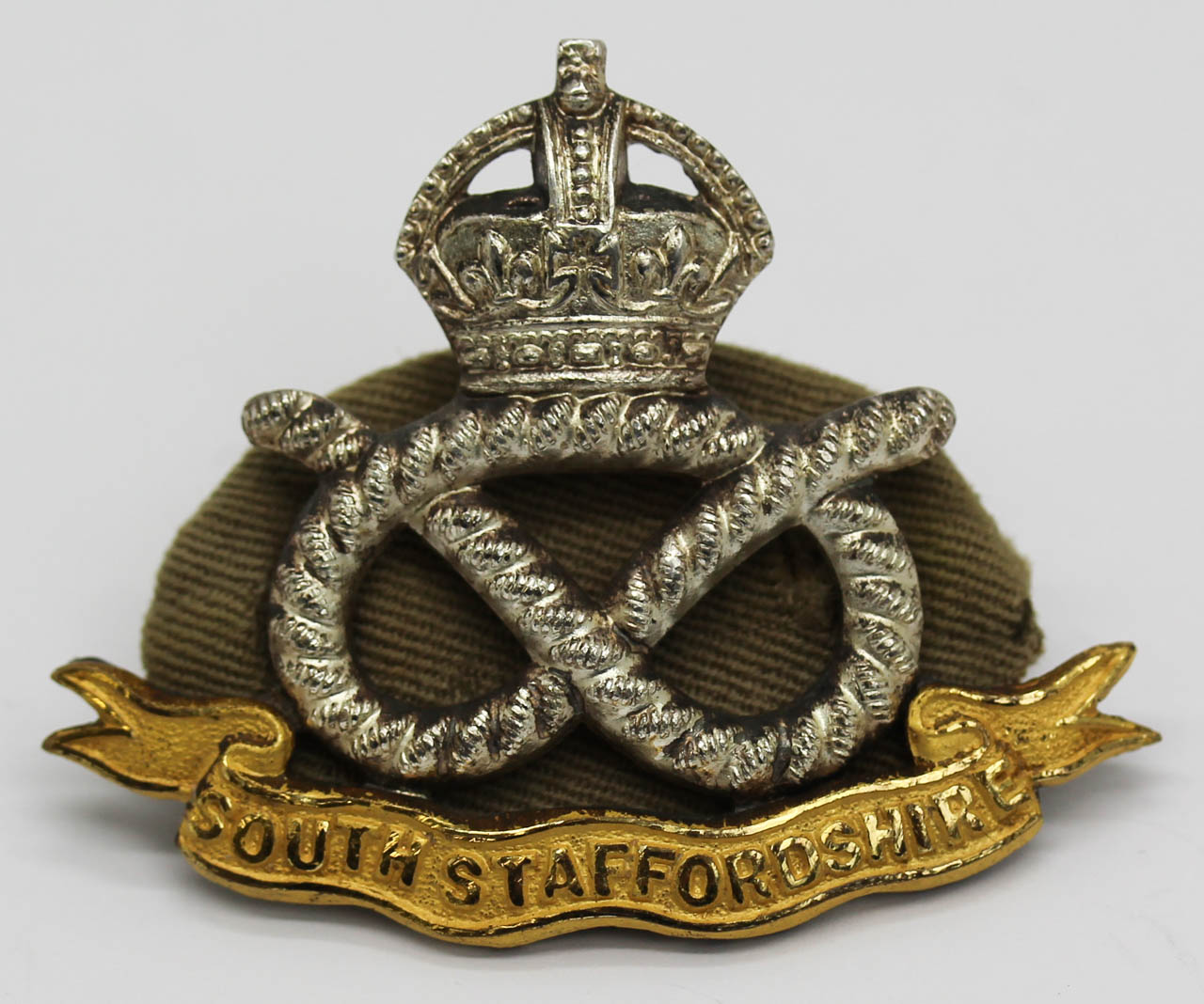 South Staffordshire Regiment Officer's Cap Badge - King's Crown