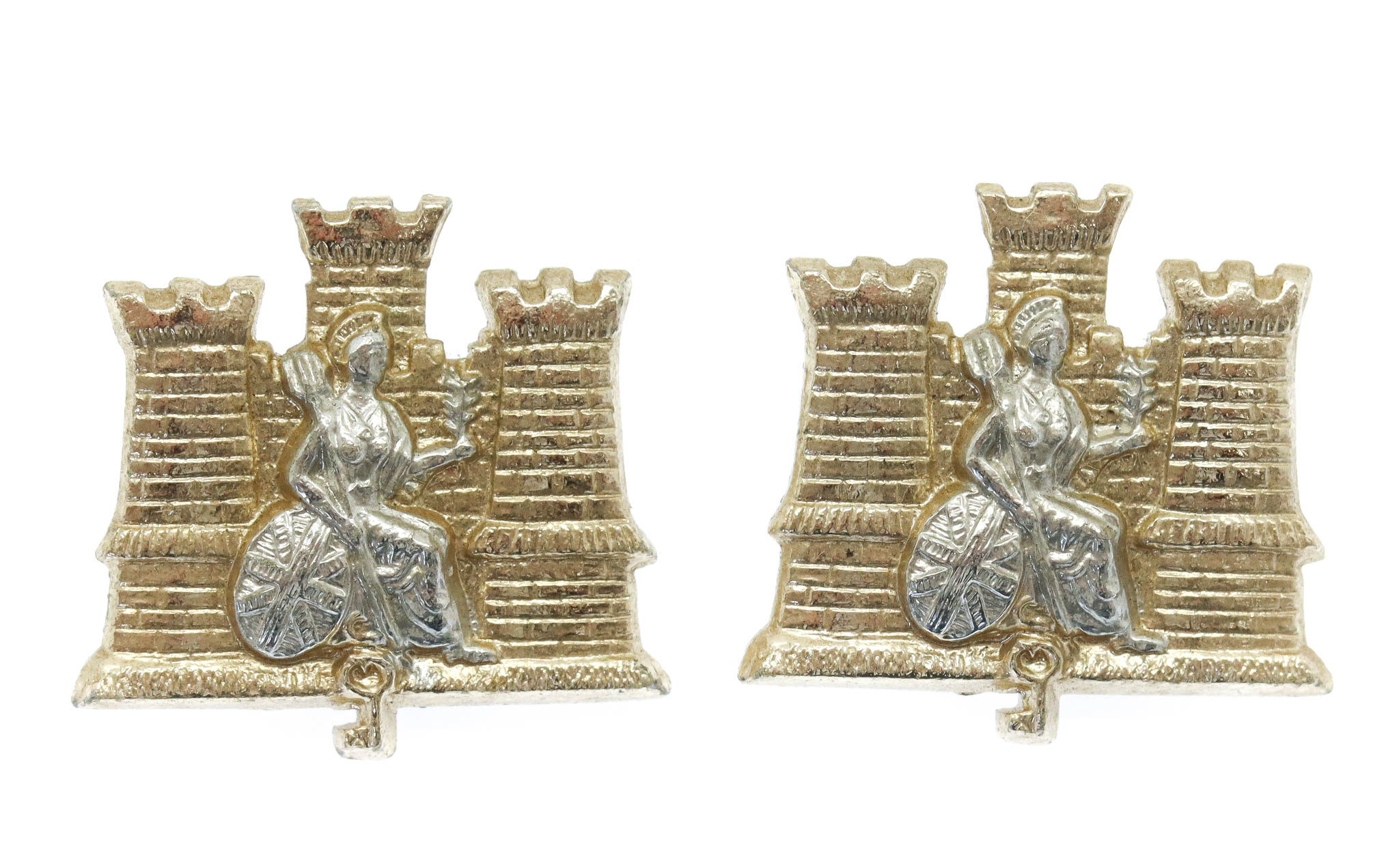 Pair of 1st Royal Anglian Regiment Anodised (Staybrite) Collar Badges