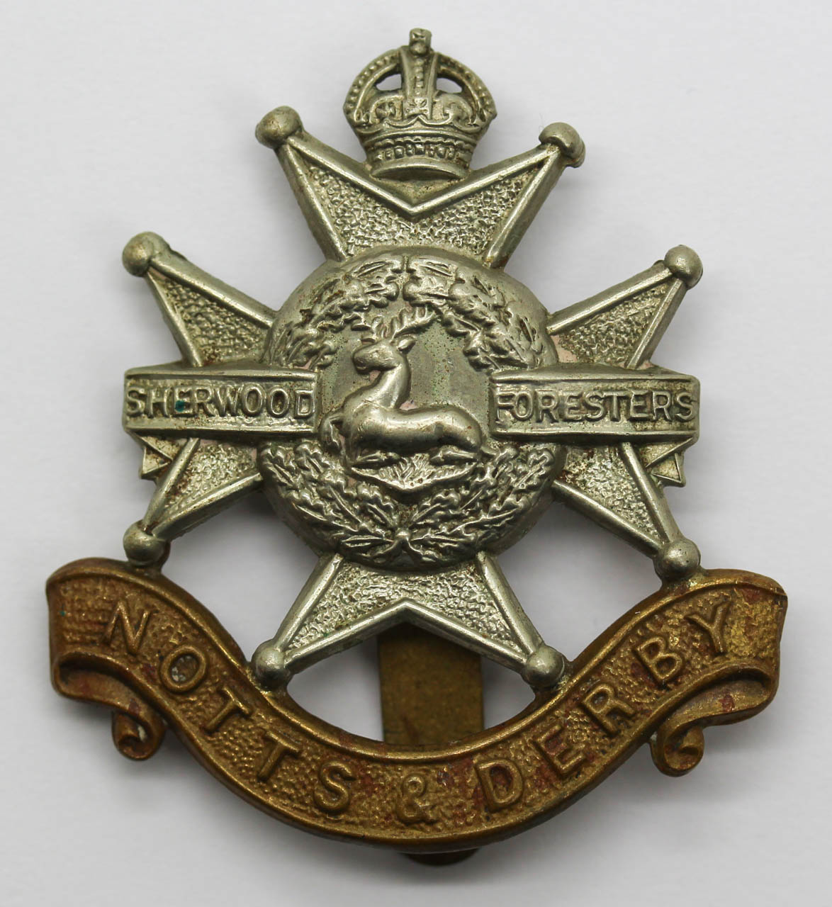 Notts & Derby Regiment (Sherwood Foresters) Cap Badge - King's Crown