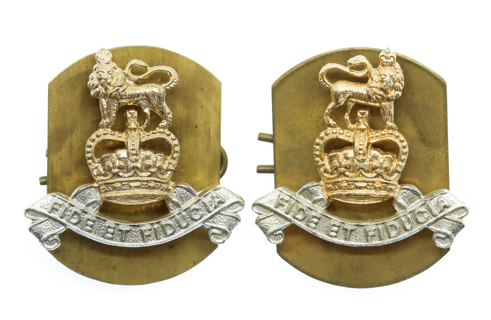 Pair of Royal Army Pay Corps (R.A.P.C.) Anodised (Staybrite) Collar Badges