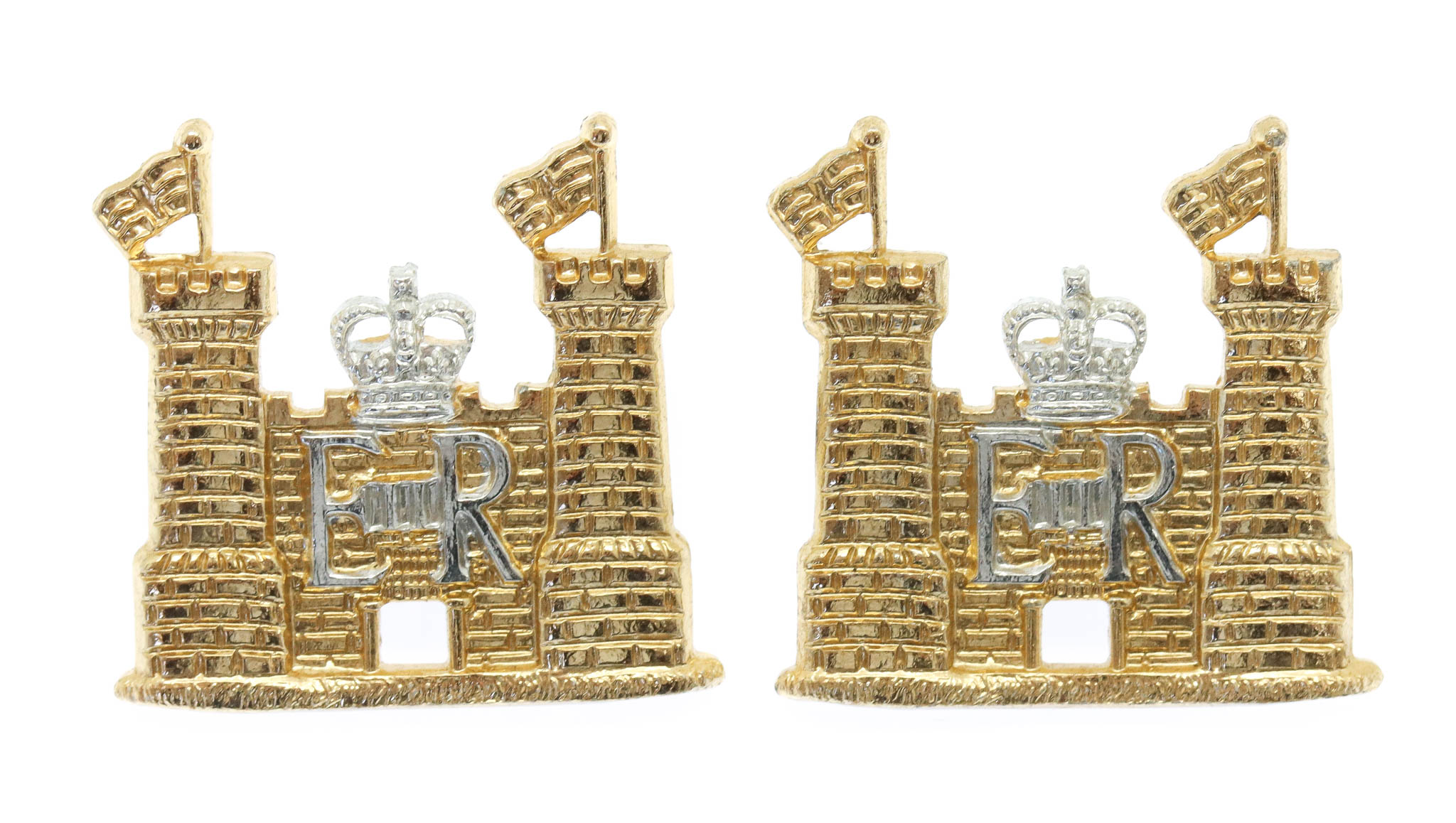 Pair of Suffolk & Norfolk Yeomanry Anodised (Staybrite) Collar Badges