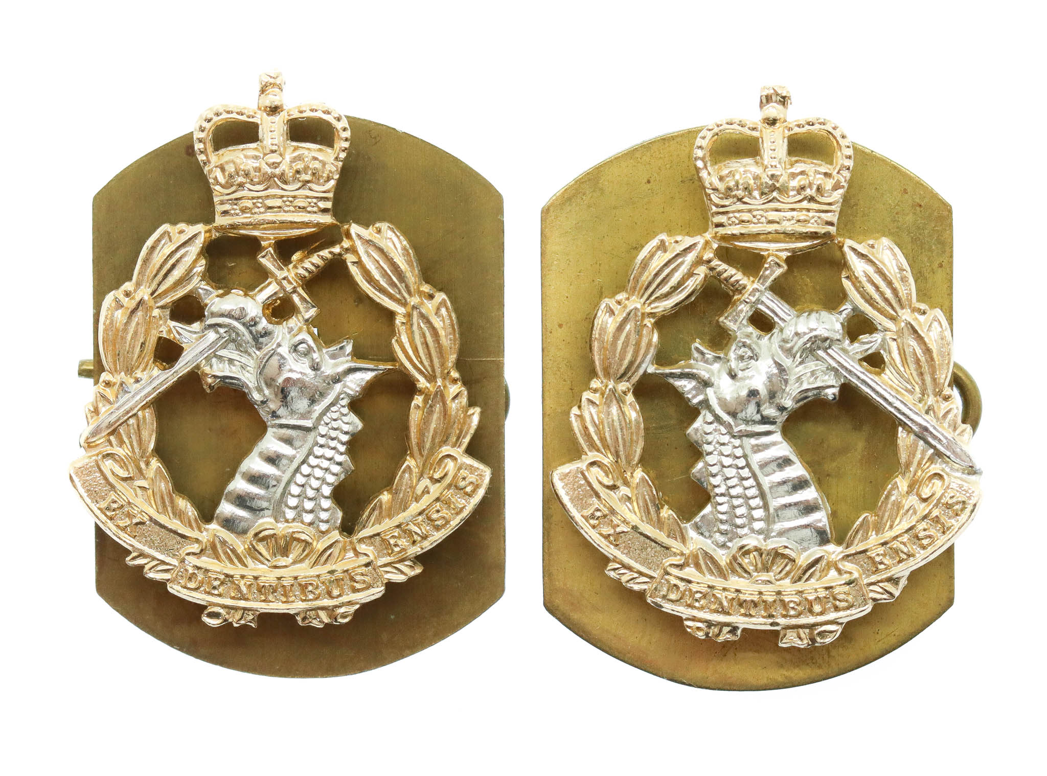 Pair of Royal Army Dental Corps (R.A.D.C.) Anodised (Staybrite) Collar Badges